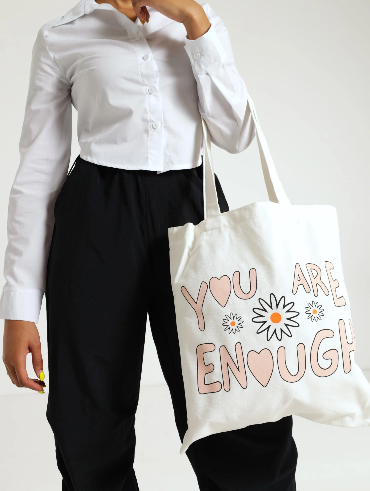 Slogan Printed Canvas Shopper