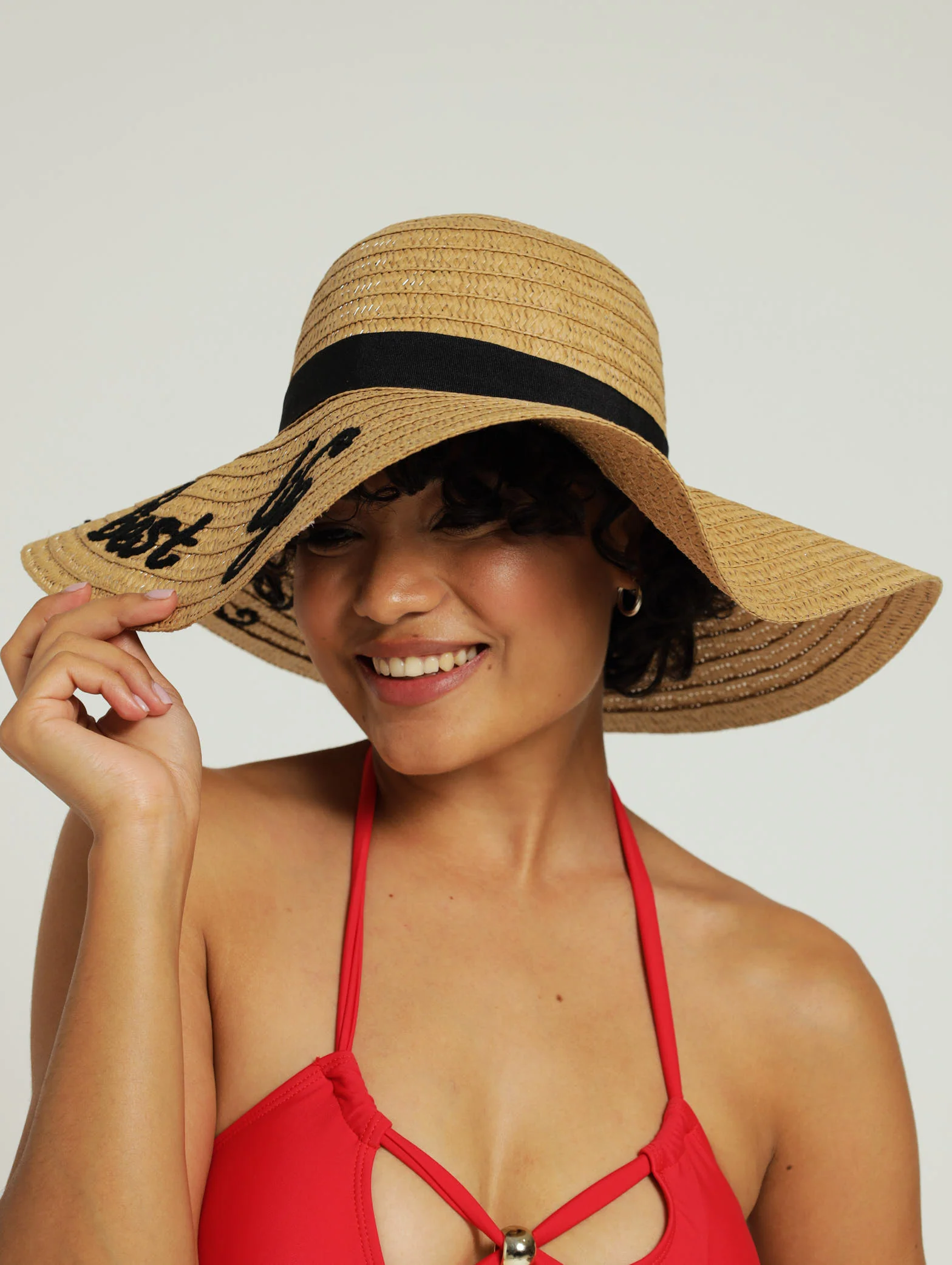 Slogan Straw Sunhat - Natural - Image 2