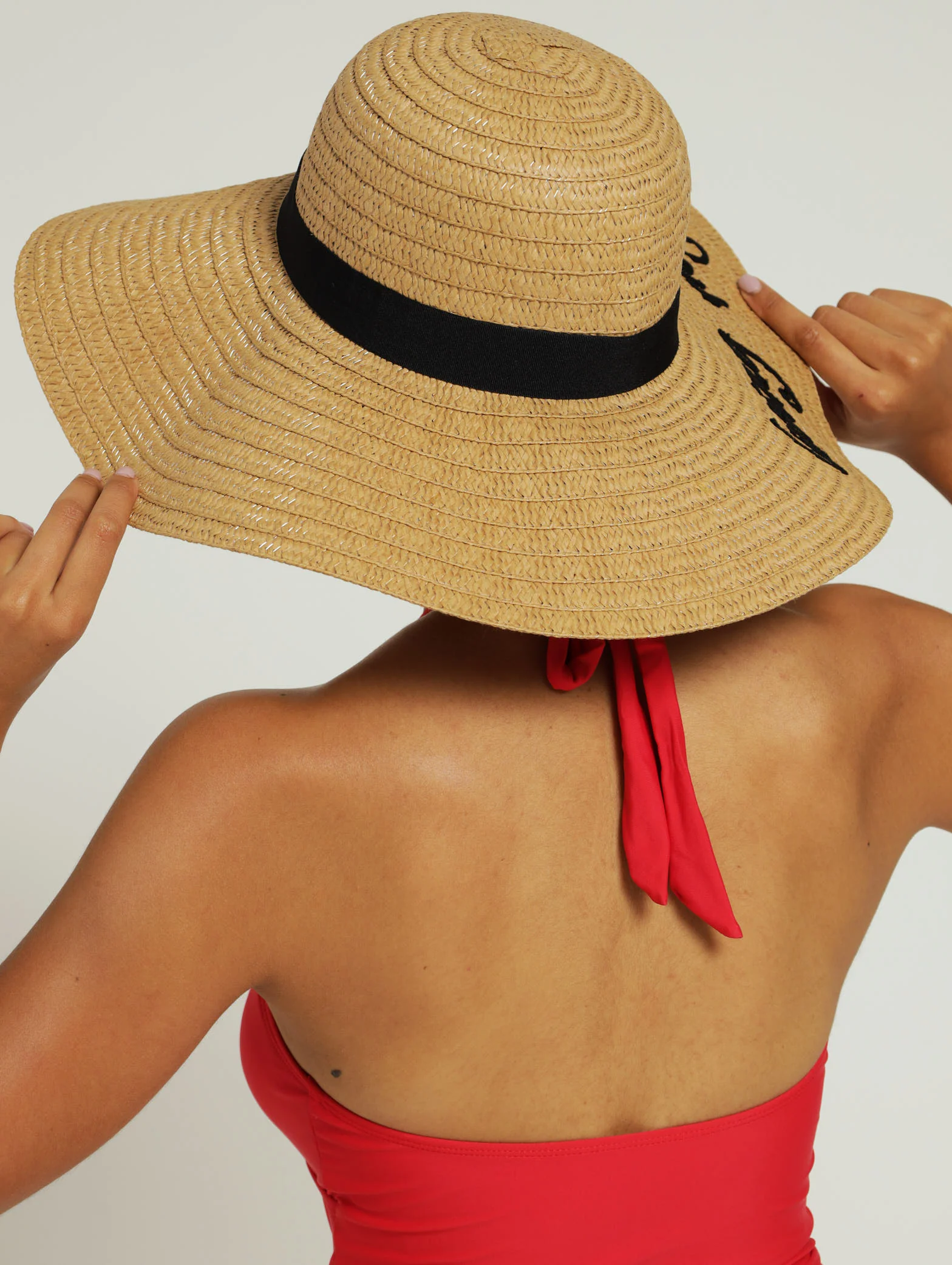 Slogan Straw Sunhat - Natural - Image 3