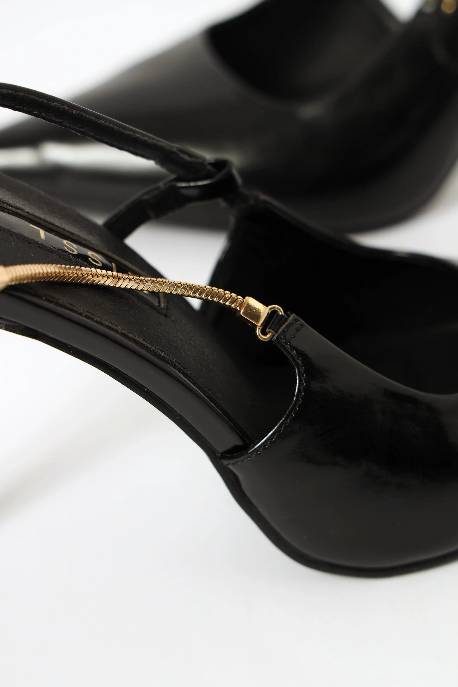 Snake Chain Slingback Stiletto Heel - Black - Image 3