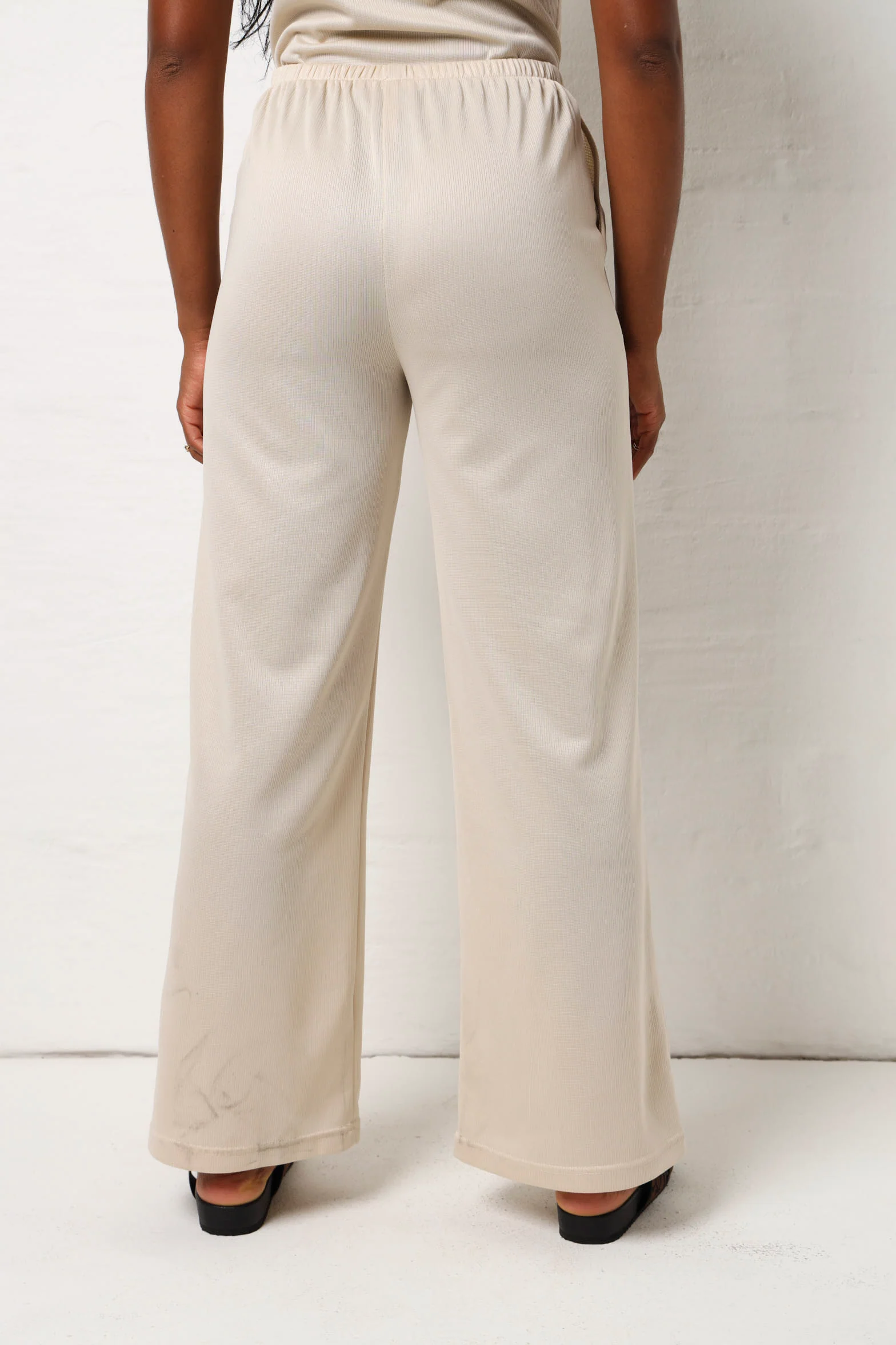 Soft Feel Textured Pant- Cream - Image 5