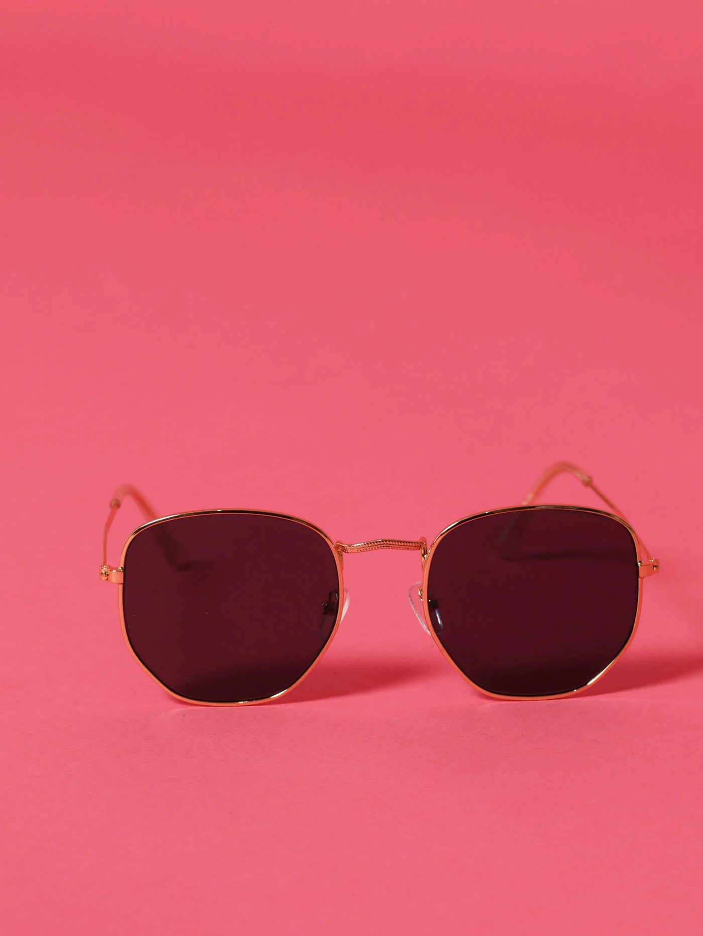Soft Hexagon Metal Frame Sunglasses - Gold