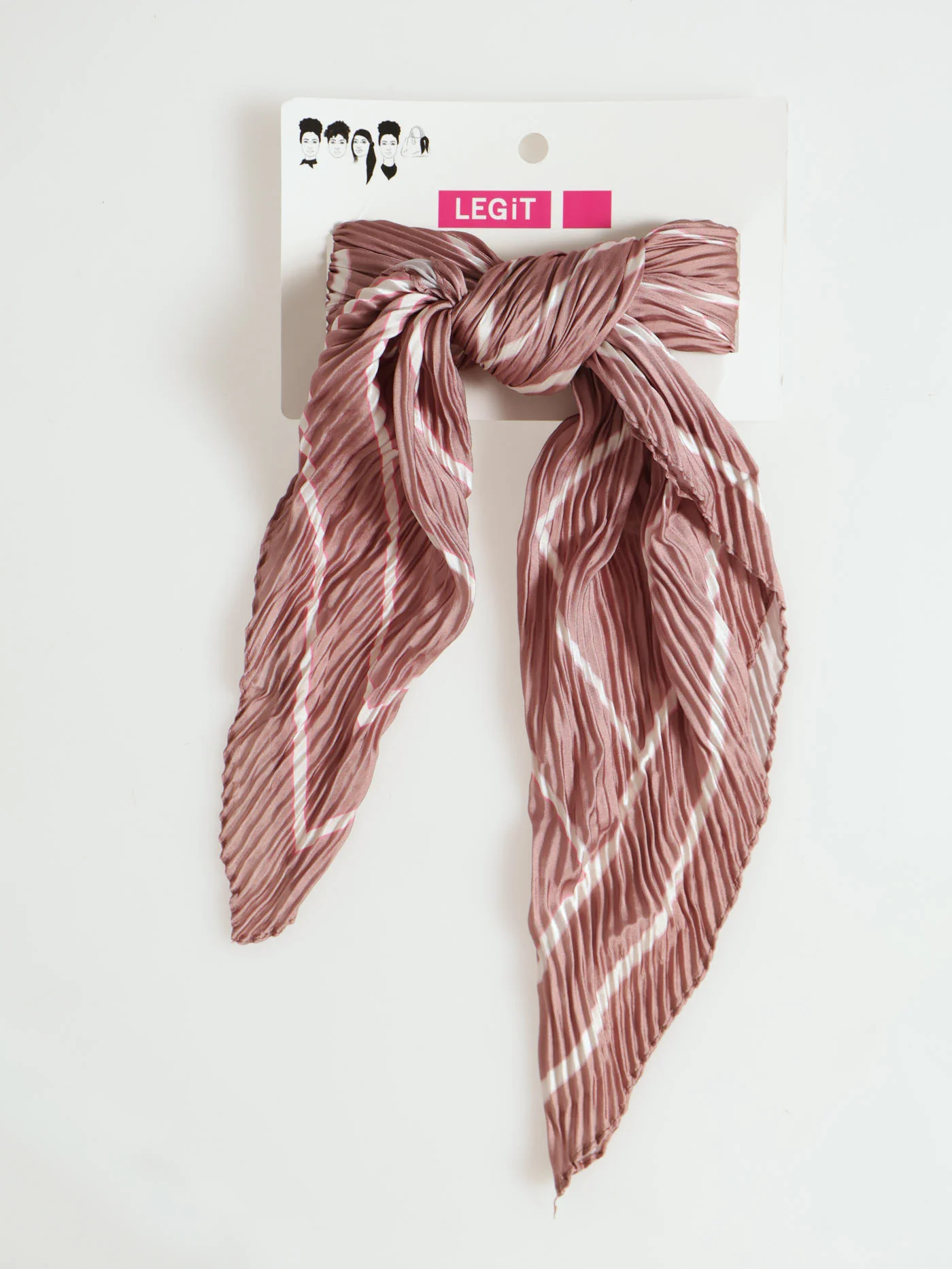 Soft Pink Geo Pleated Scarf