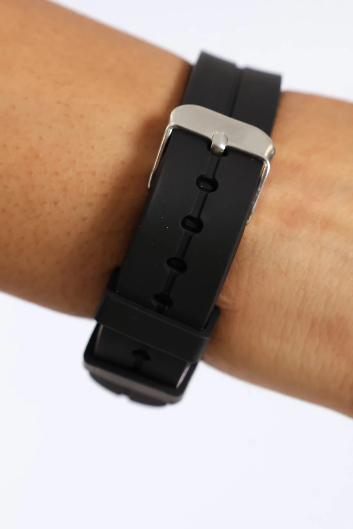 Soft Square Diamante Dial Rubber Strap Watch - Black - Image 4