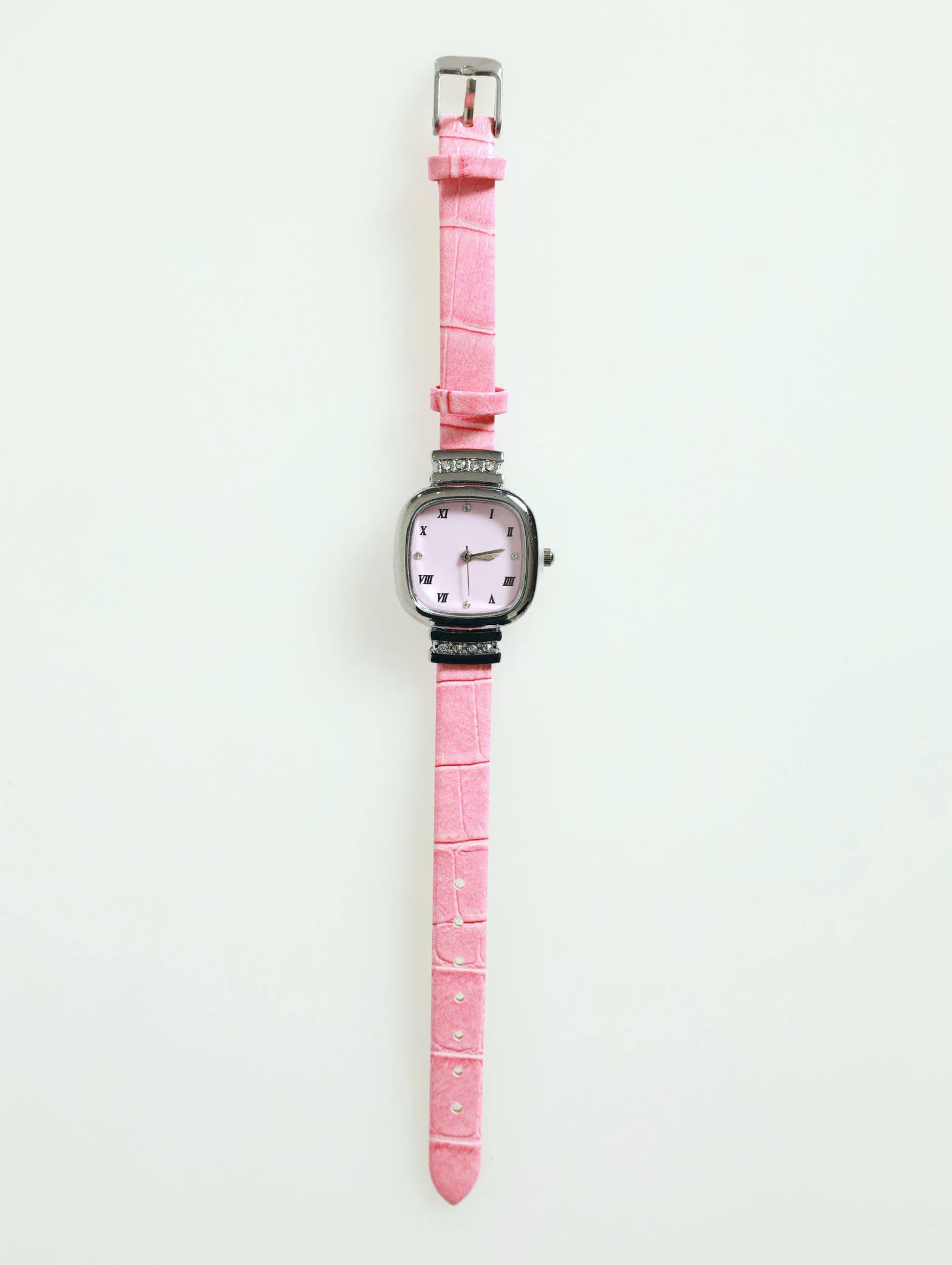 Soft Square Diamante Trim Pu Strap Watch - Image 2
