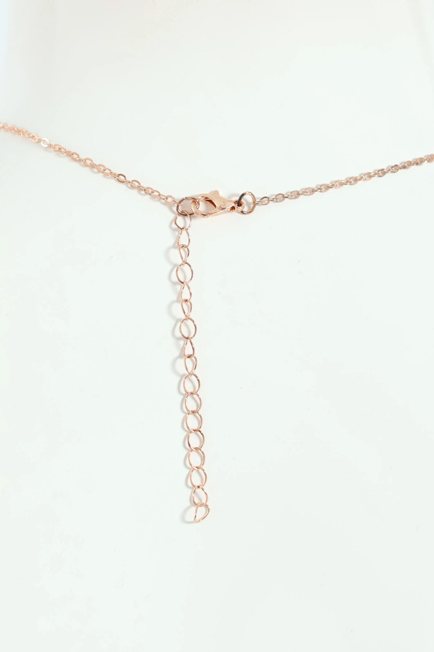 Solid Diamante Pendant Necklace - Rose Gold - Image 2