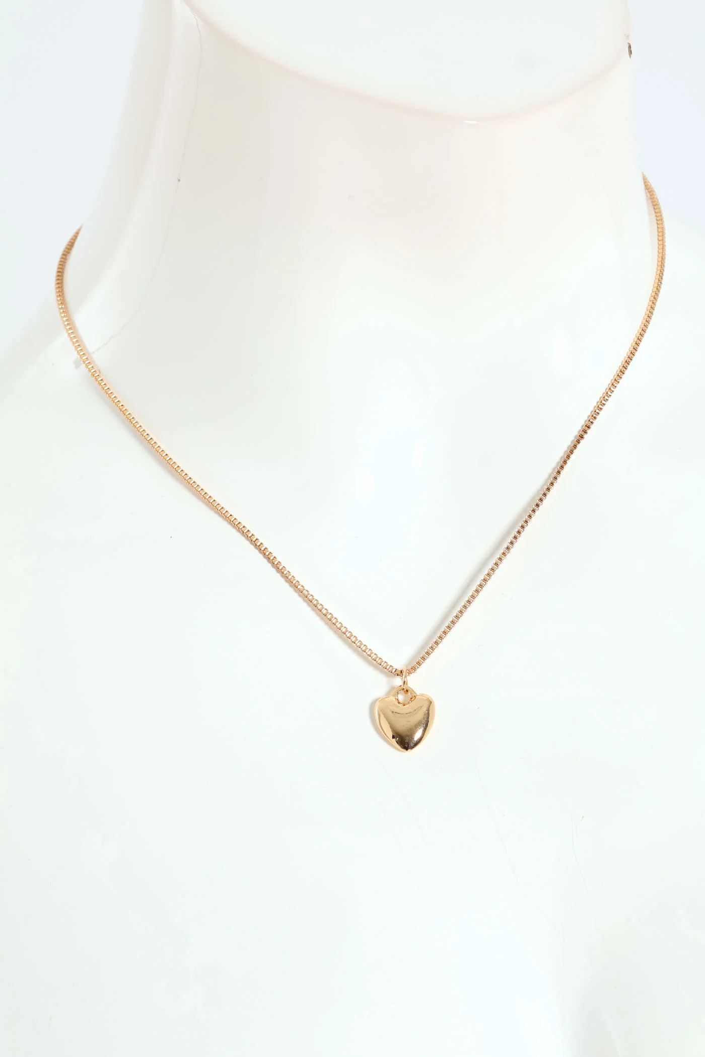 Solid Heart Pendant Necklace - Gold