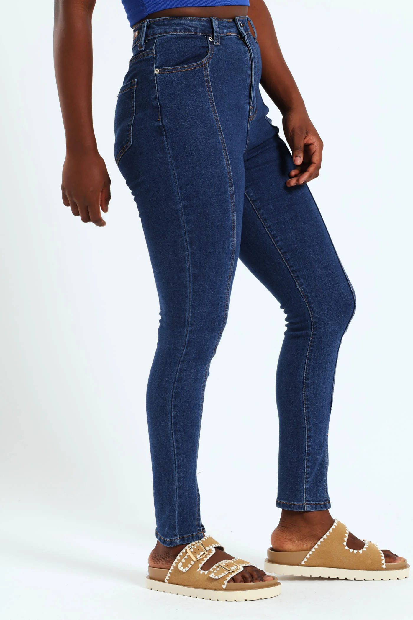 Split Hem Front Seam Skinny Jean - Ink - Image 3
