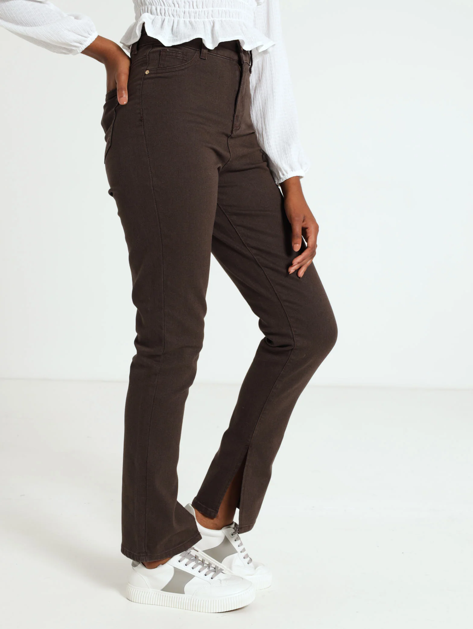 Split Hem Straight Slim Leg Jean
