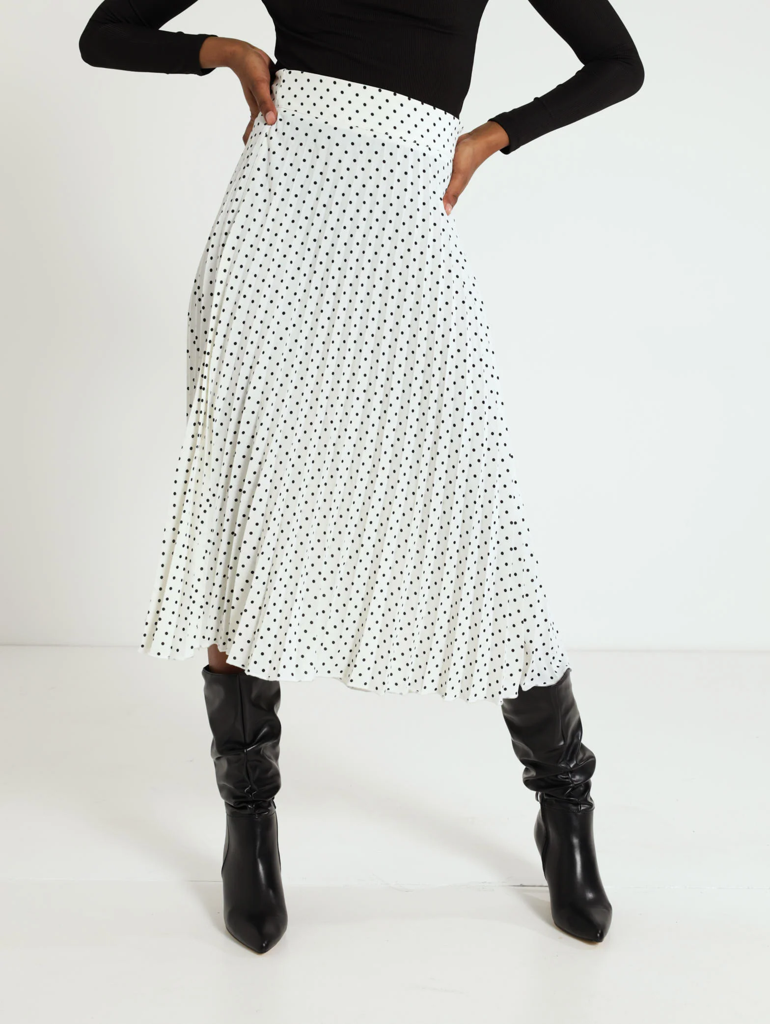 Spot Pleated Skirt