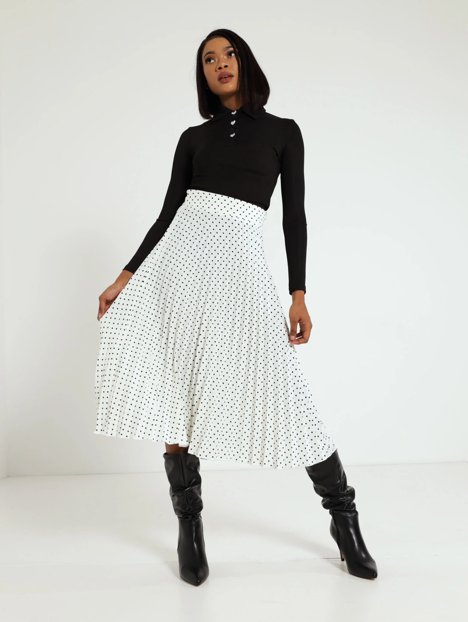 Spot Pleated Skirt - Image 2