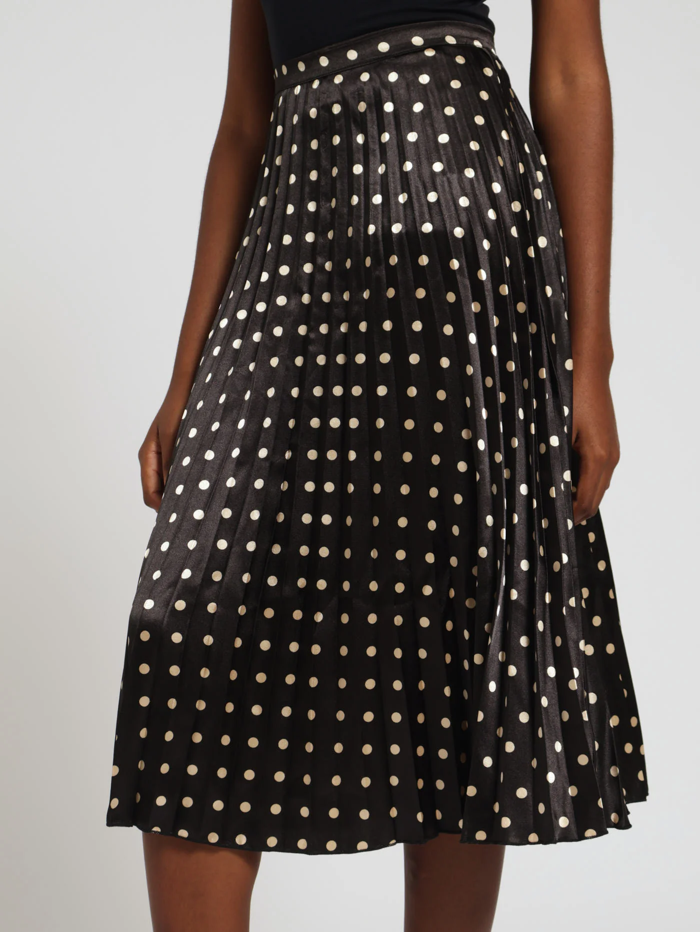 Spot Satin Pleated Skirt - Image 2