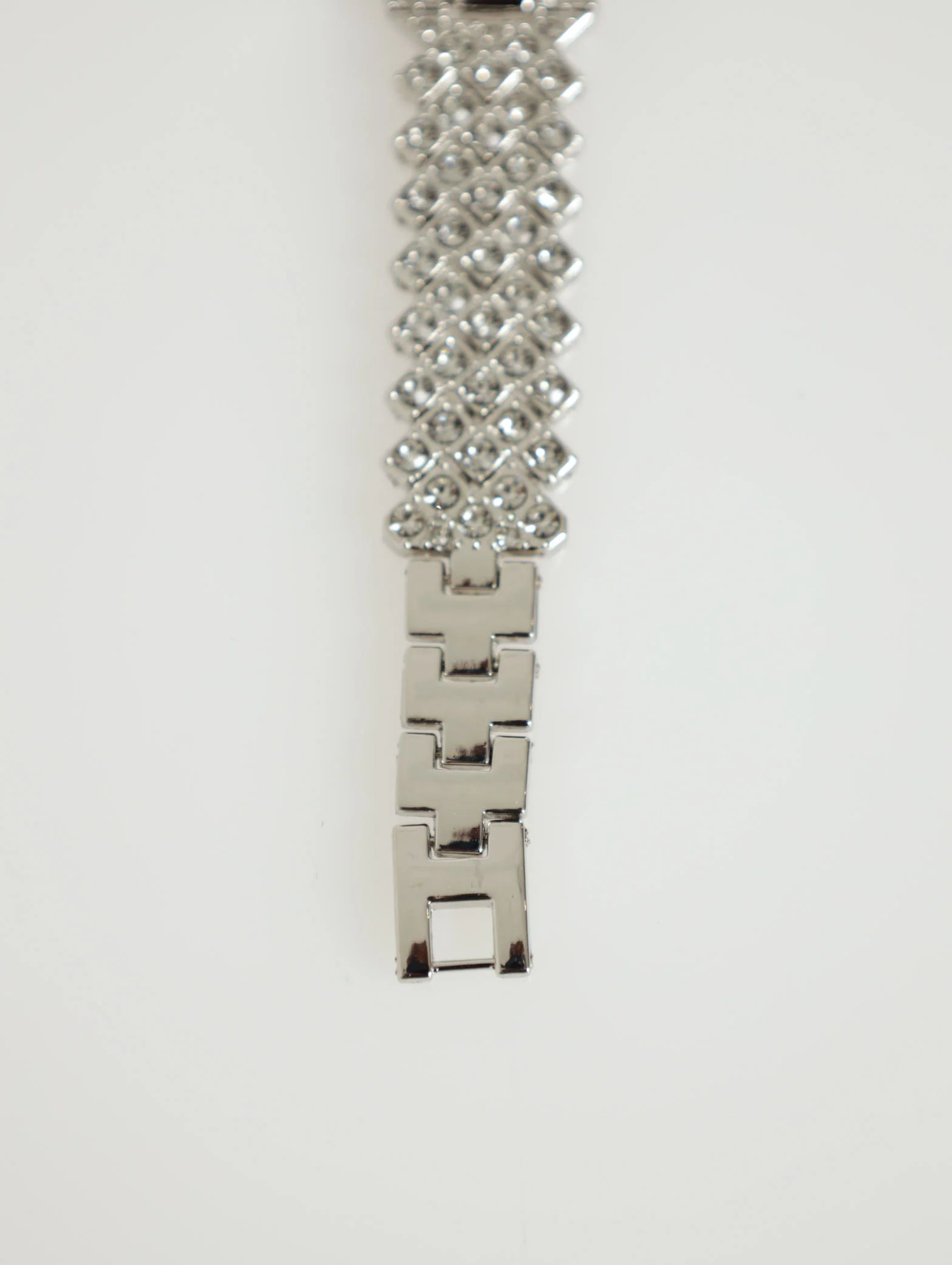 Square Dial Zigzag Diamante Metal Strap Watch - Image 4