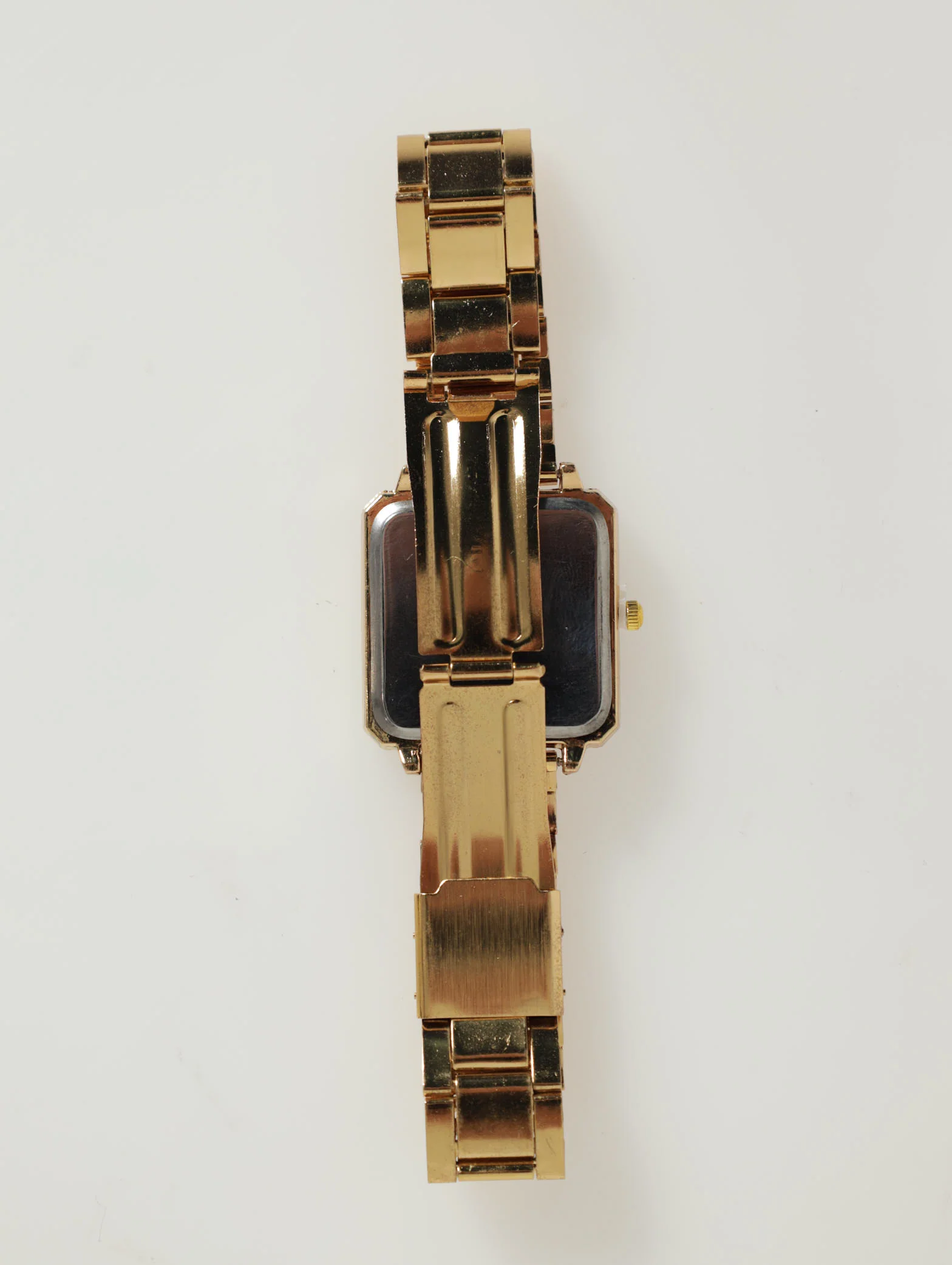 Square Diamante Face Metal Strap Watch - Image 3