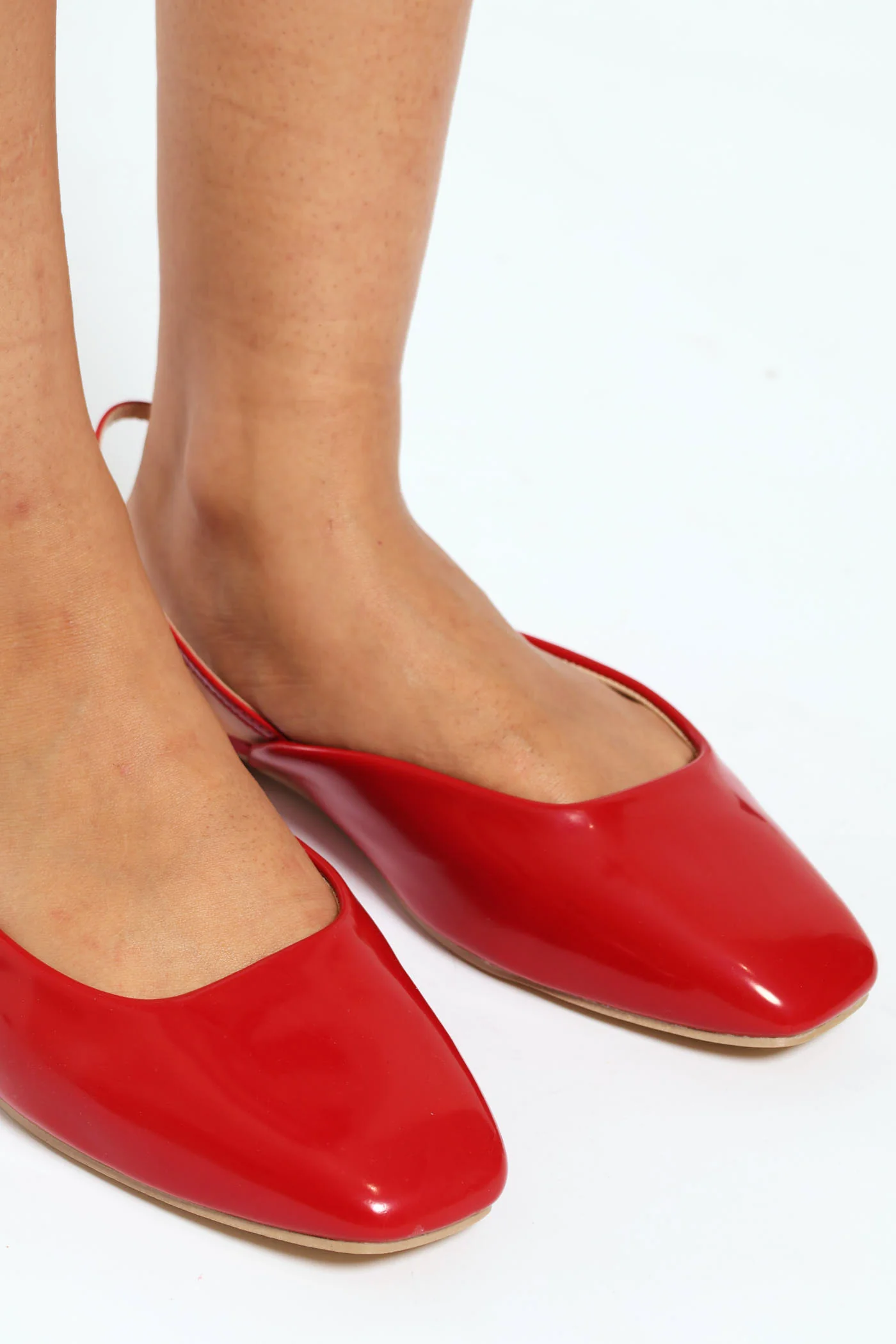 Square Toe Slingback Pump - Deep Red - Image 4