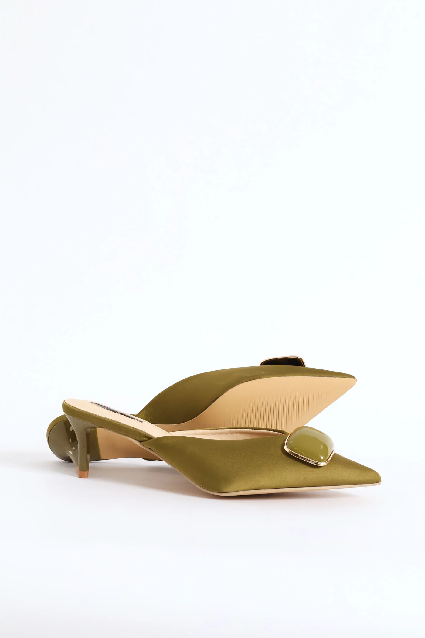 Squared Trim Pointed Slip On Court Heel - Chartreuse - Image 3
