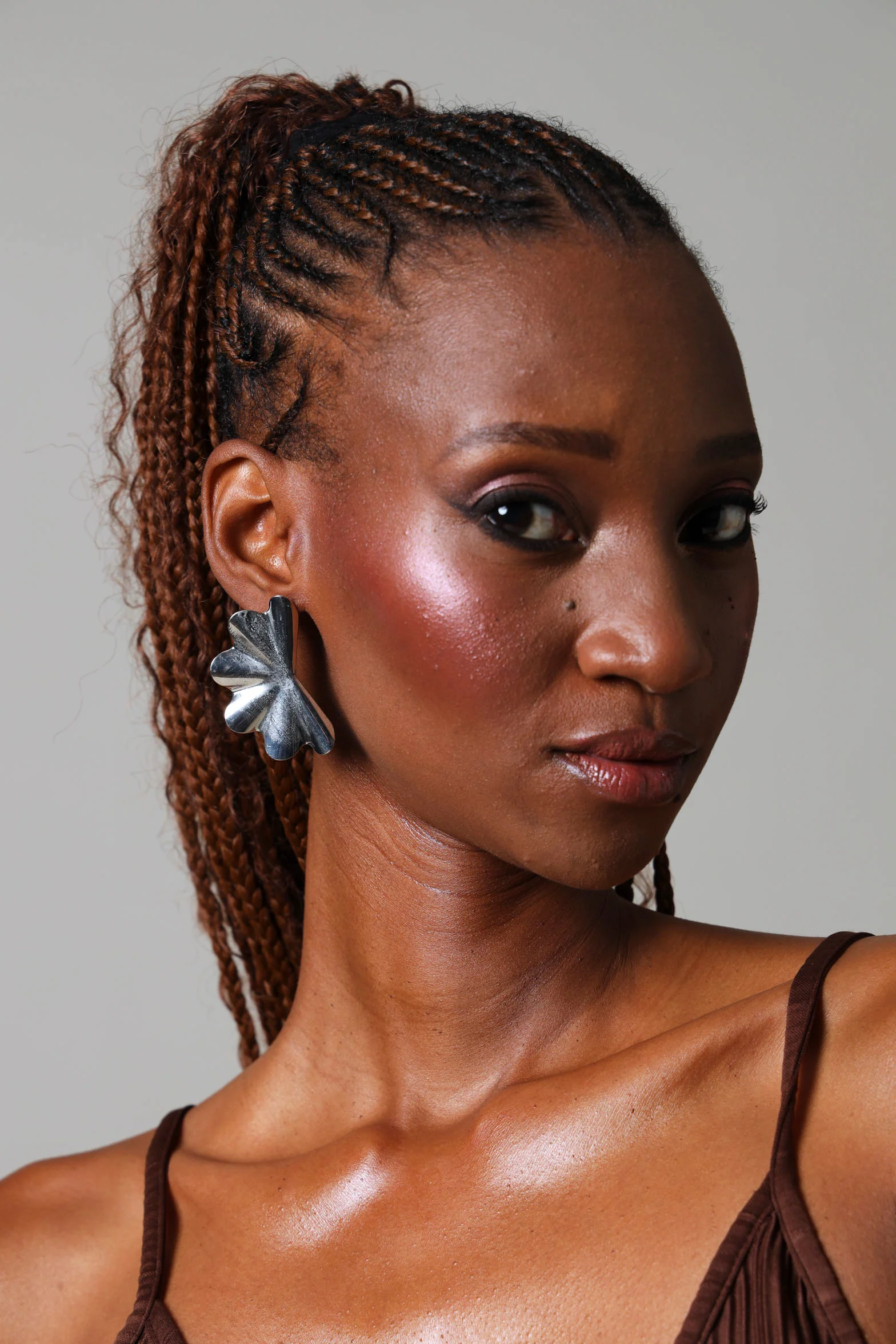 Statement Fan Earrings - Silver