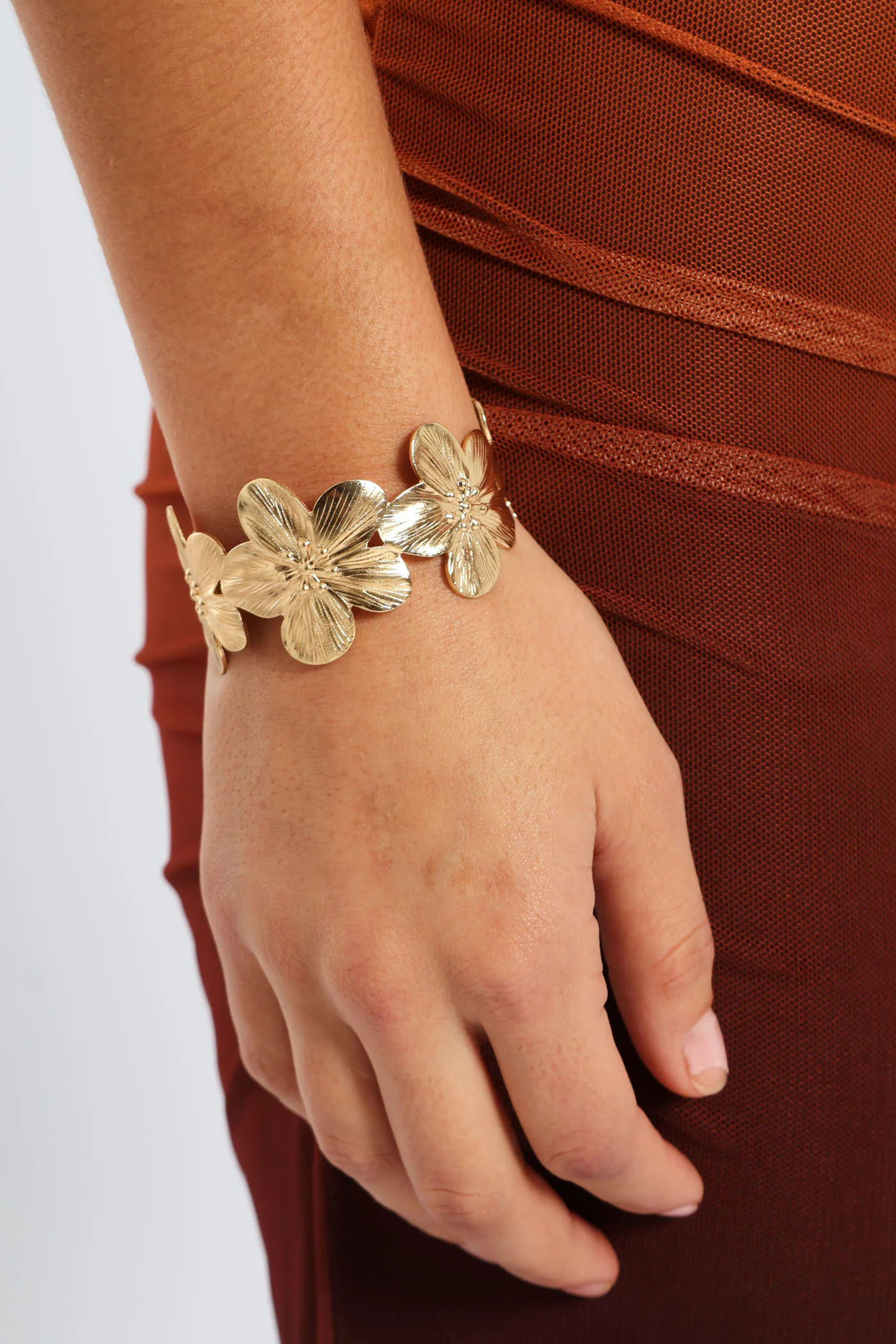 Statement Flower Cuff - Gold - Image 3