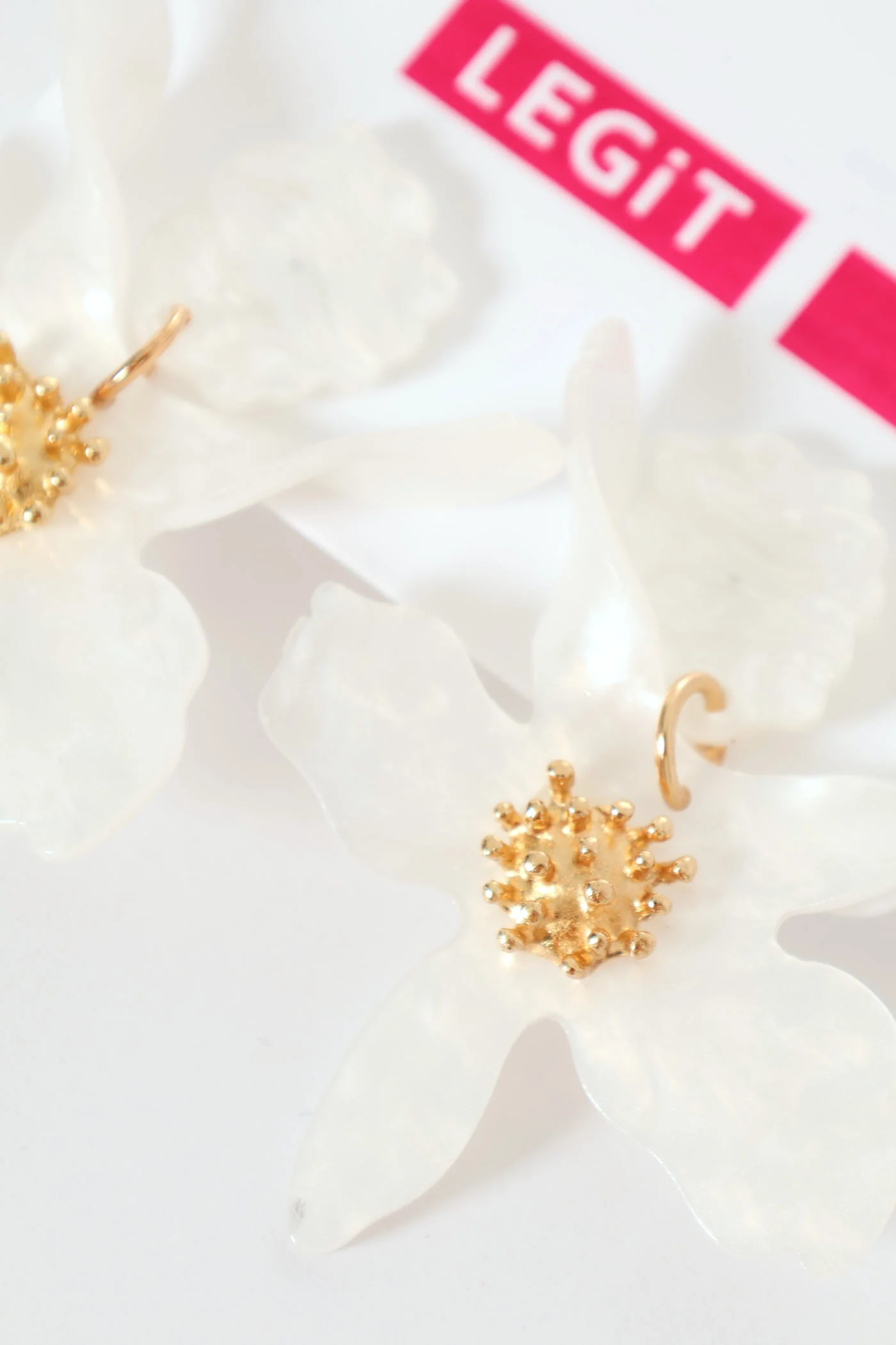 Statement Perspex Flower Earring - White - Image 2