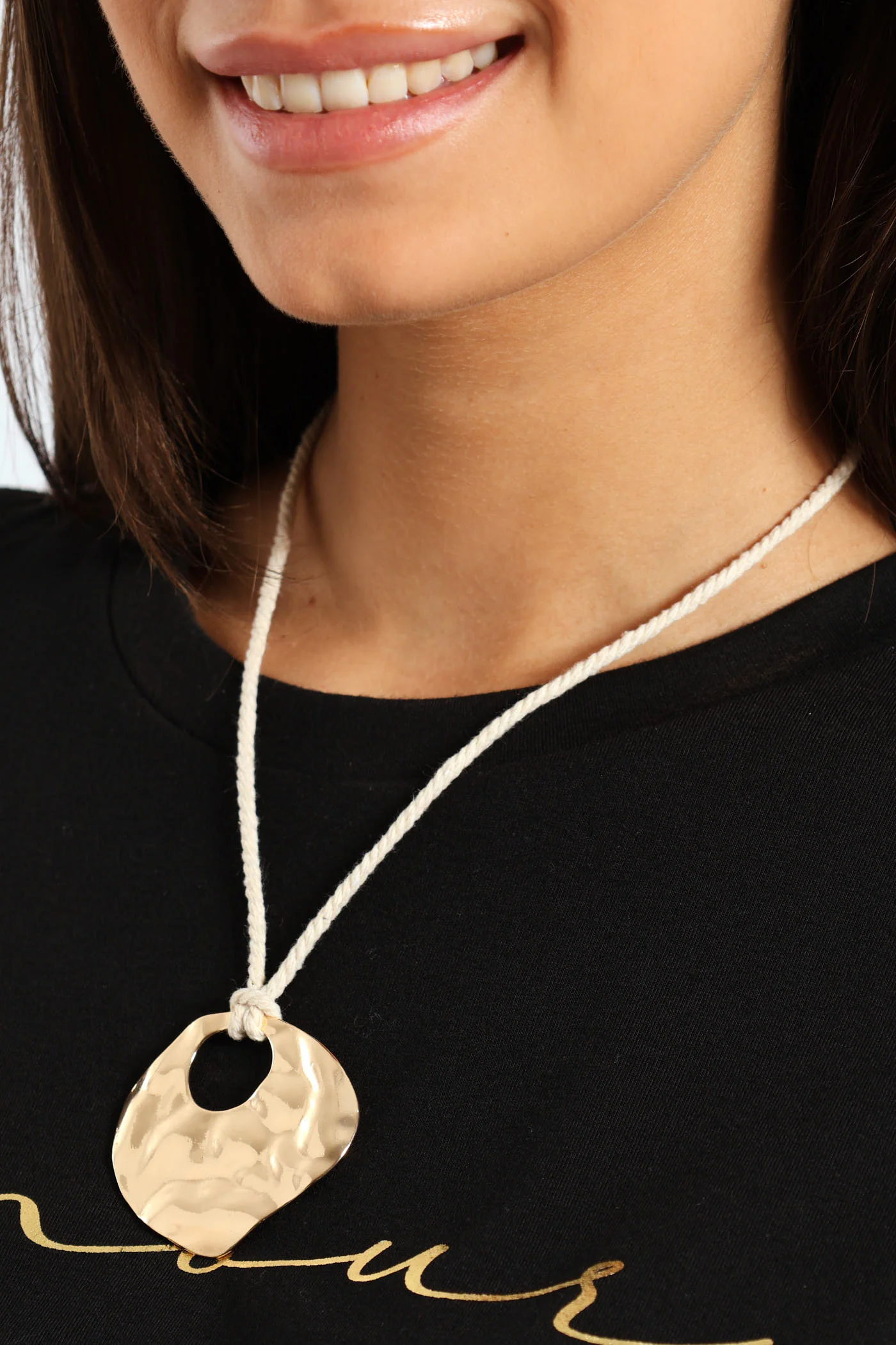 Statement Rope Pendant Necklace - Nude