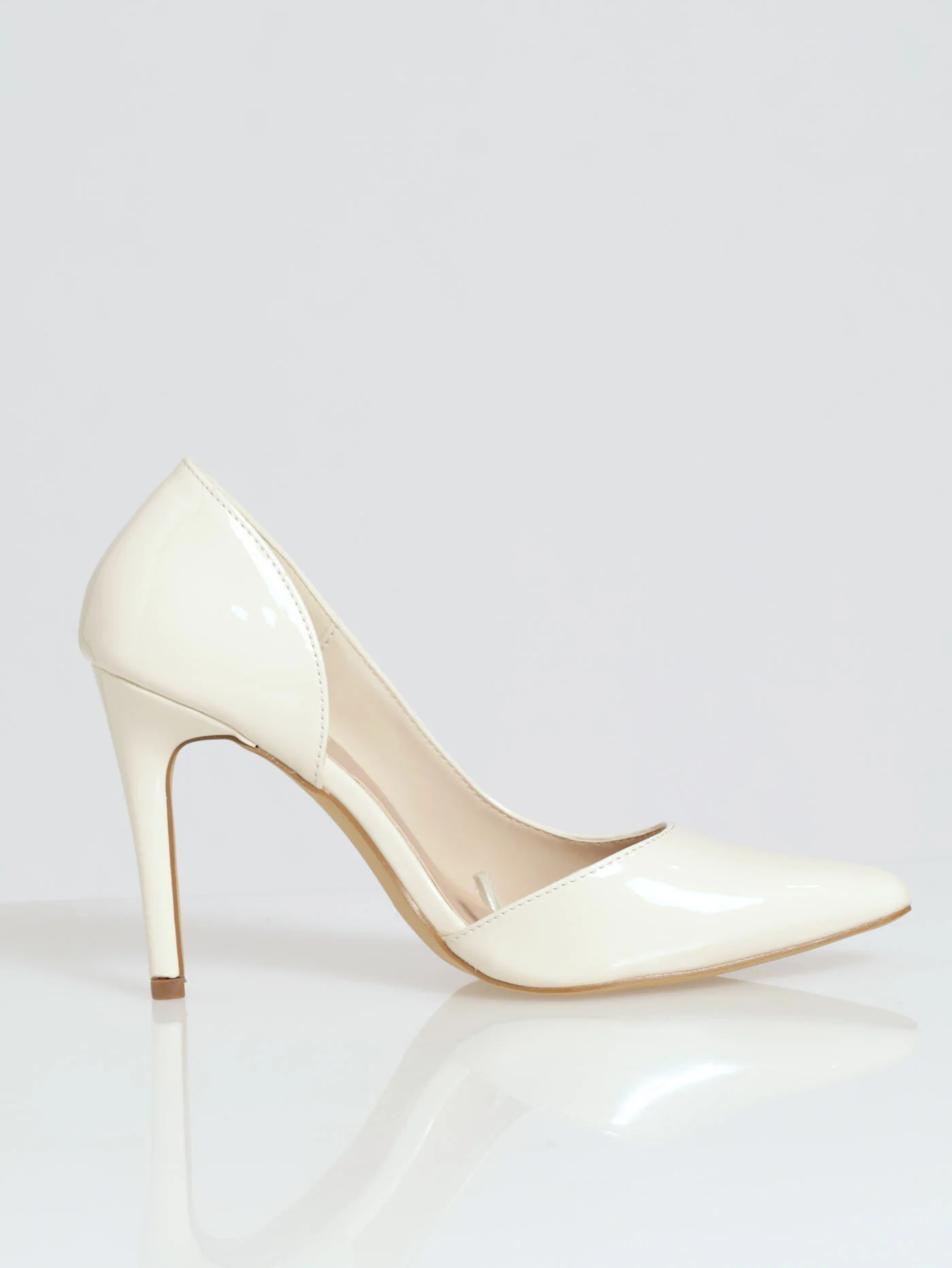 Stiletto Pointy Open Waist Court Heel - Off White - Image 2