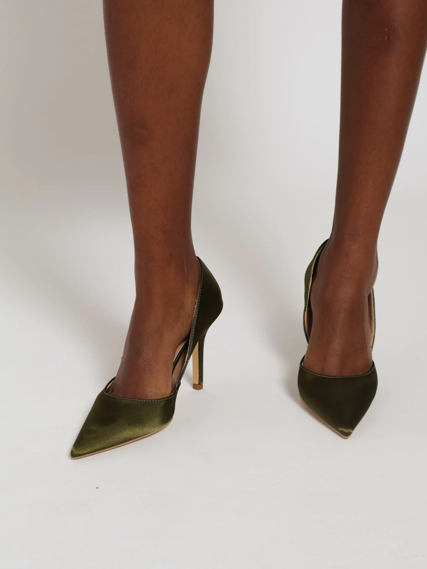 Stiletto Pointy Satin Full Court Heel - Chartreuse - Image 2
