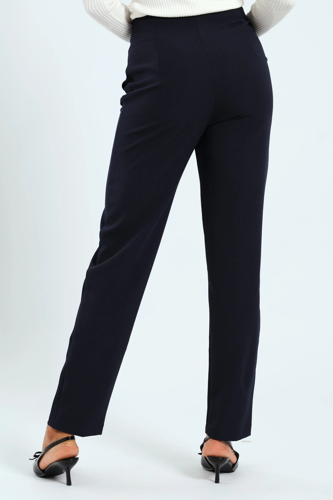 Straightleg Pleated Detail Pants - Navy - Image 4