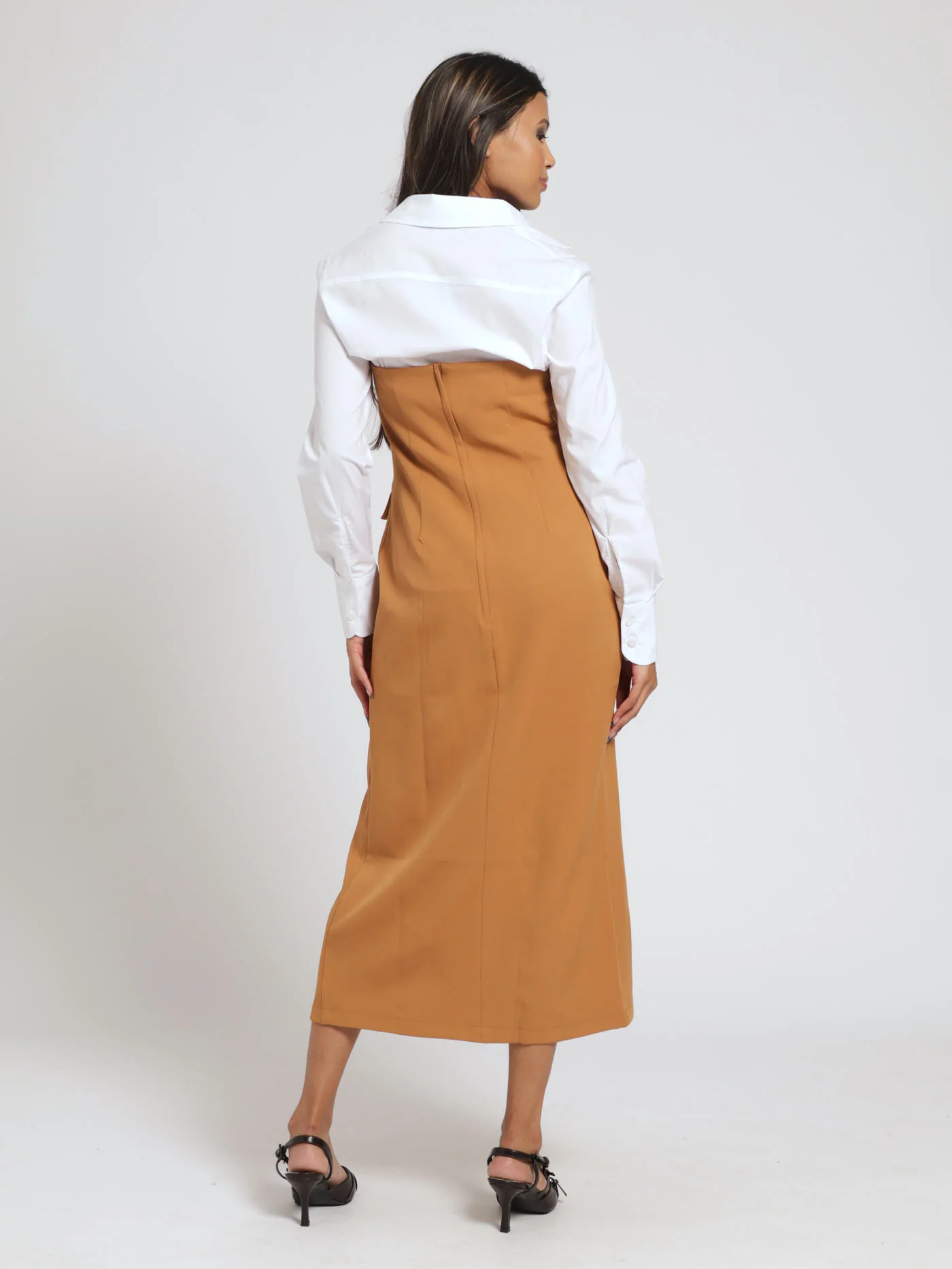 Strapless Blazer Dress - Tan - Image 3
