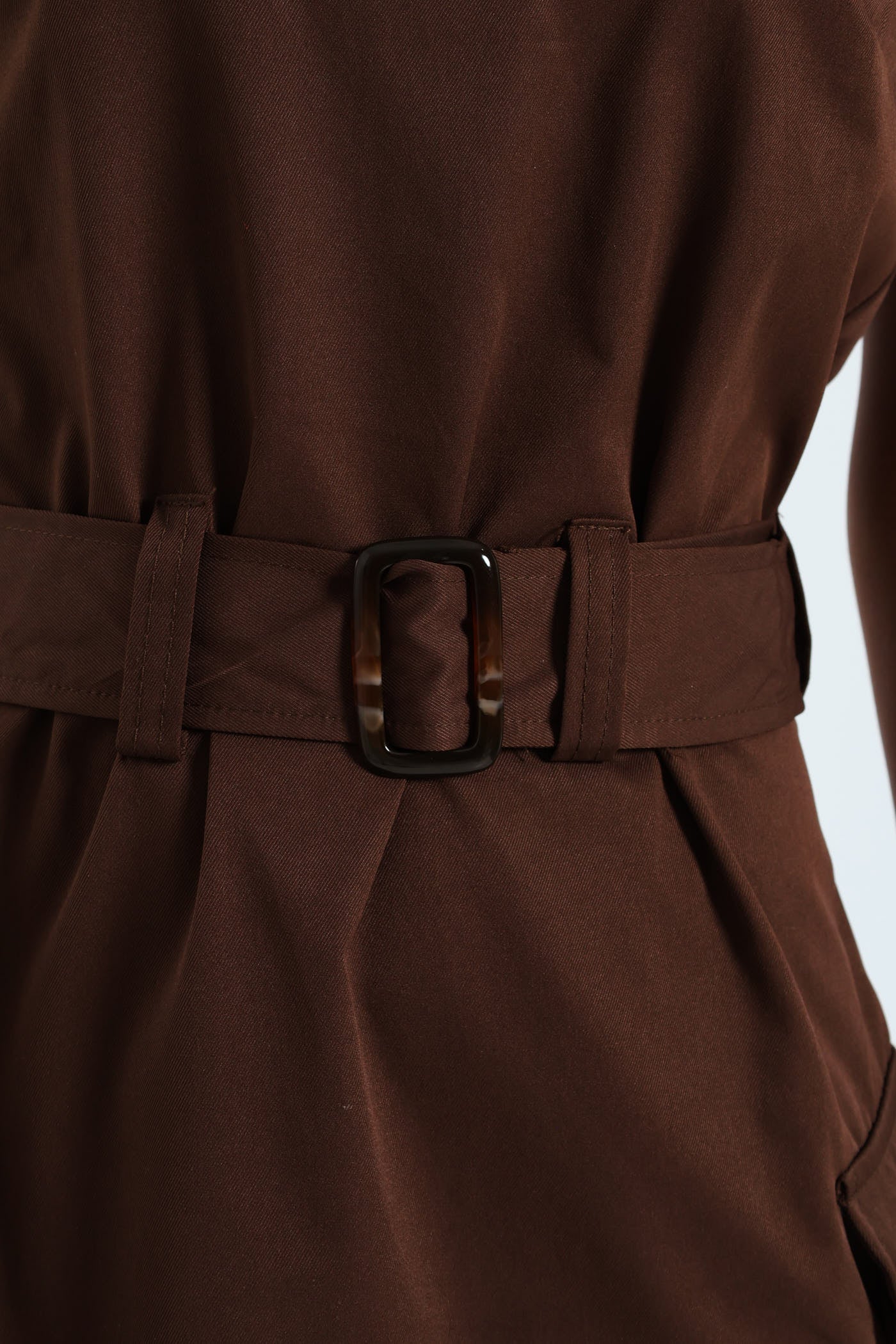 Strapless Utility Twill Midi Dress - Chocolate - Image 6