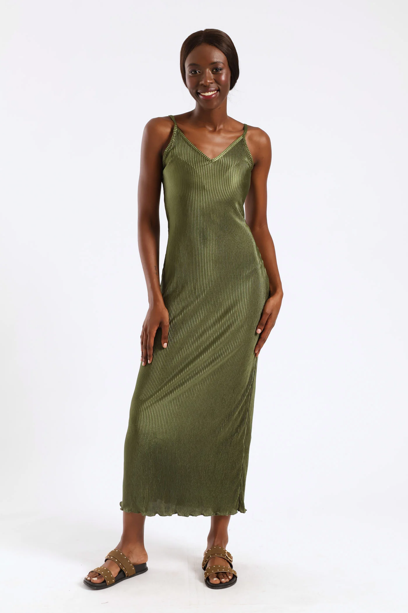 Strappy Bodre Maxi Dress - Forest Green