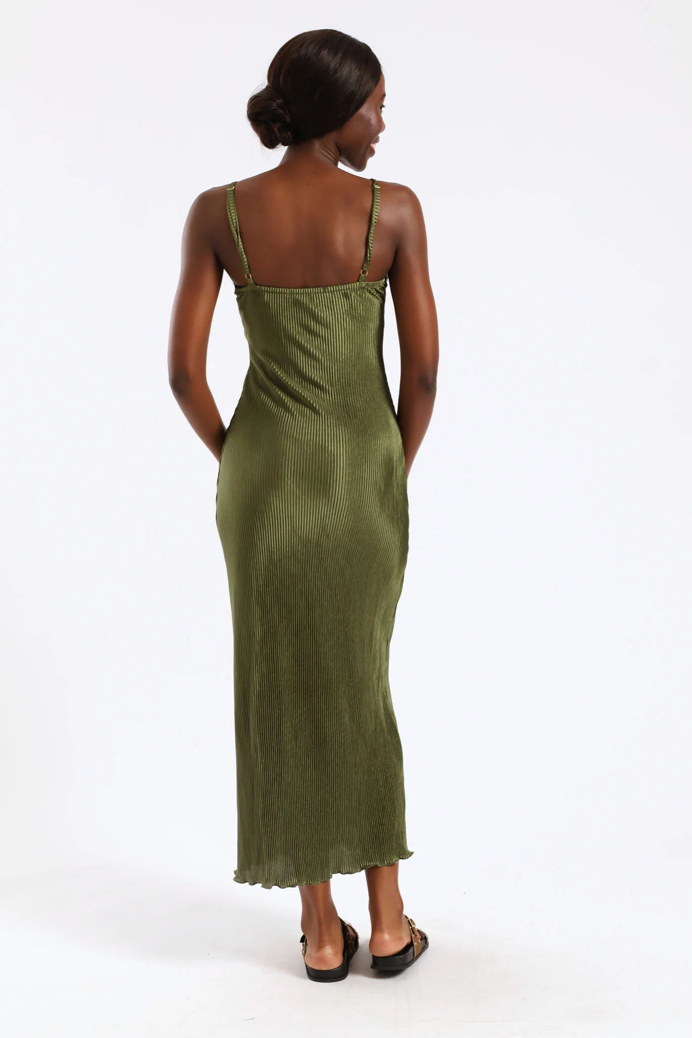 Strappy Bodre Maxi Dress - Forest Green - Image 2