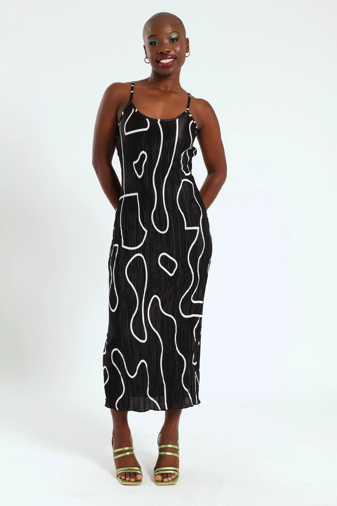 Strappy Bodre Slip Dress - Black/White