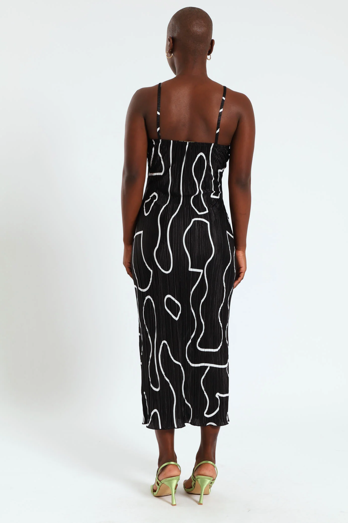 Strappy Bodre Slip Dress - Black/White - Image 3