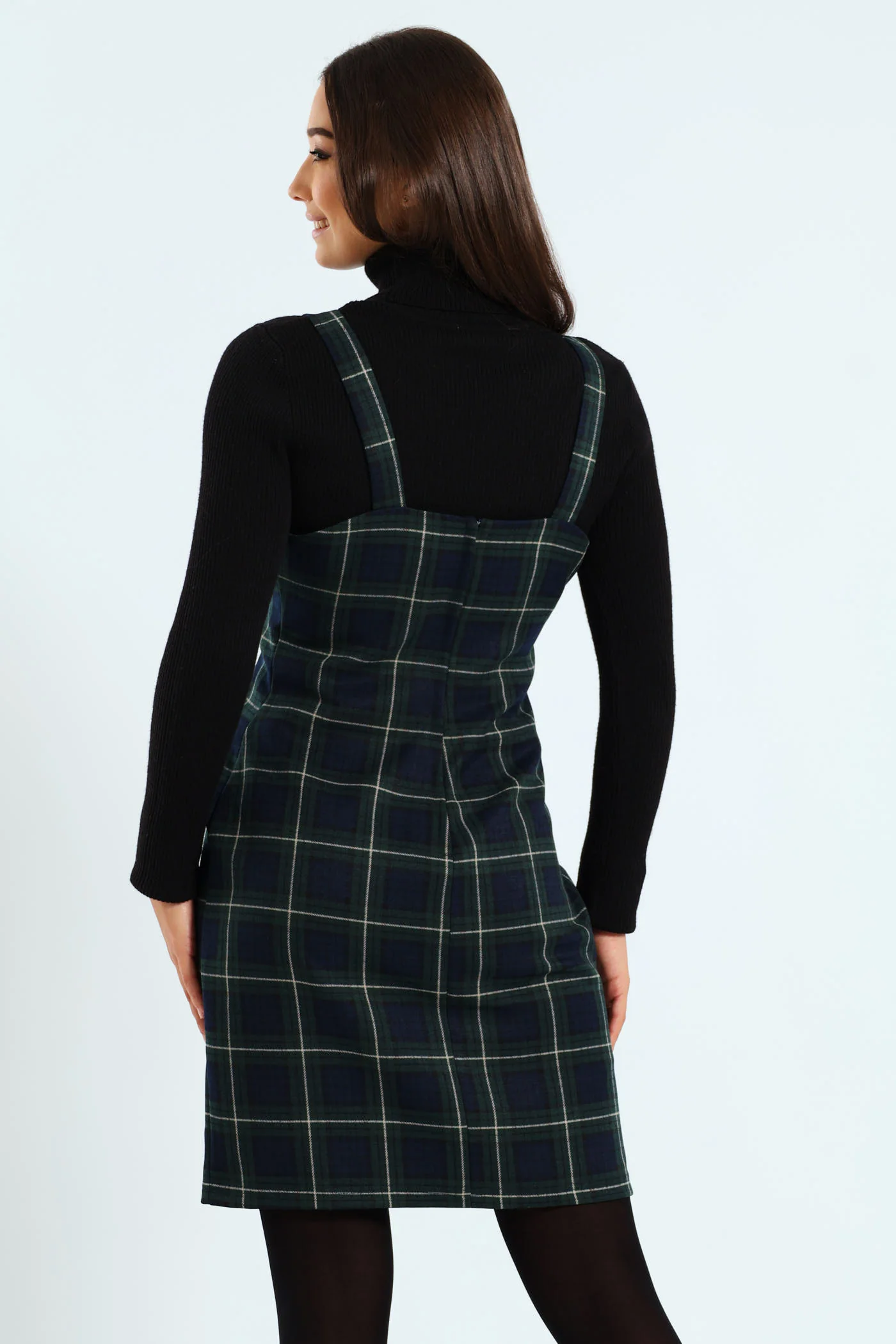 Strappy Check Pinafore Dress - Multi - Image 5