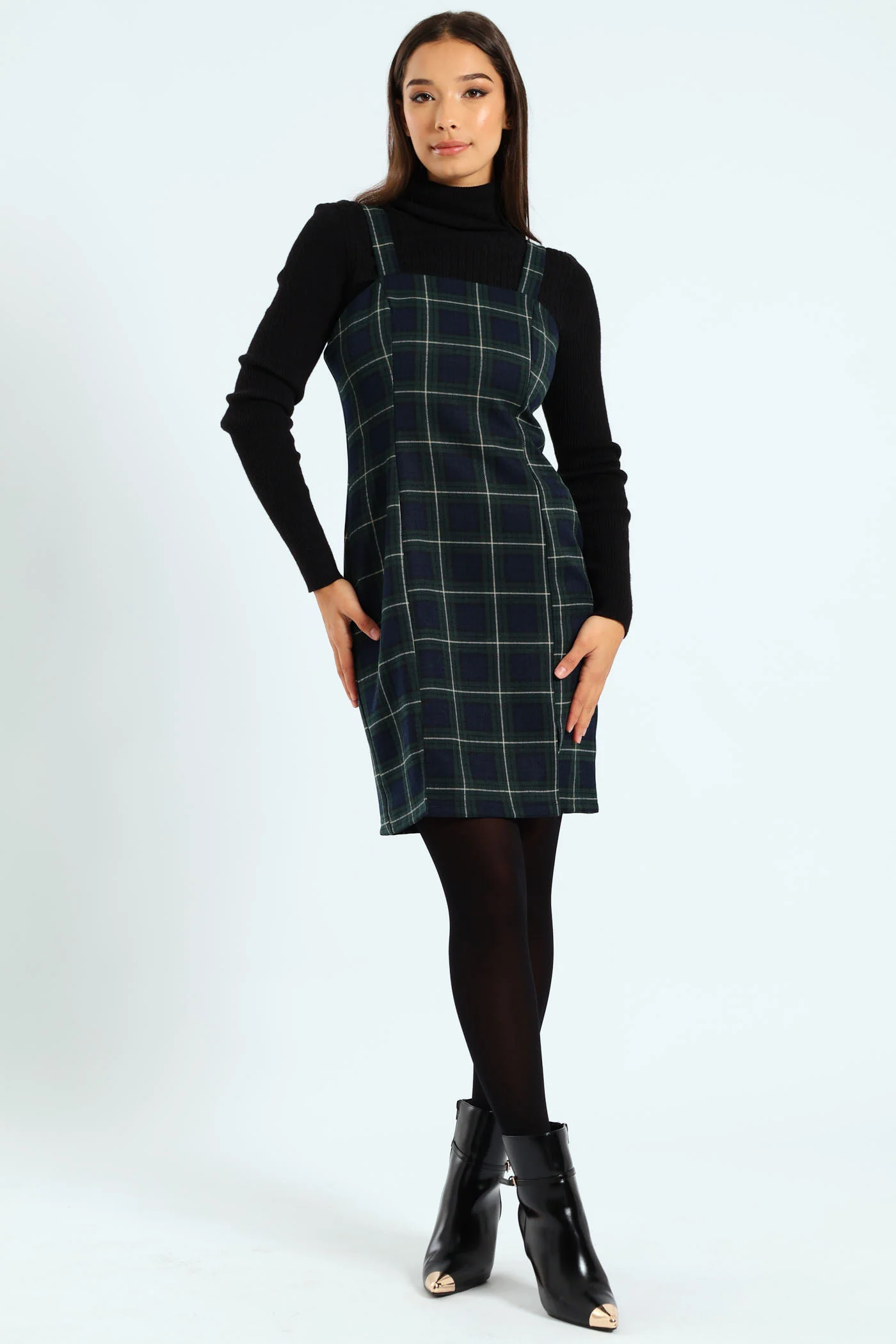 Strappy Check Pinafore Dress - Multi - Image 6