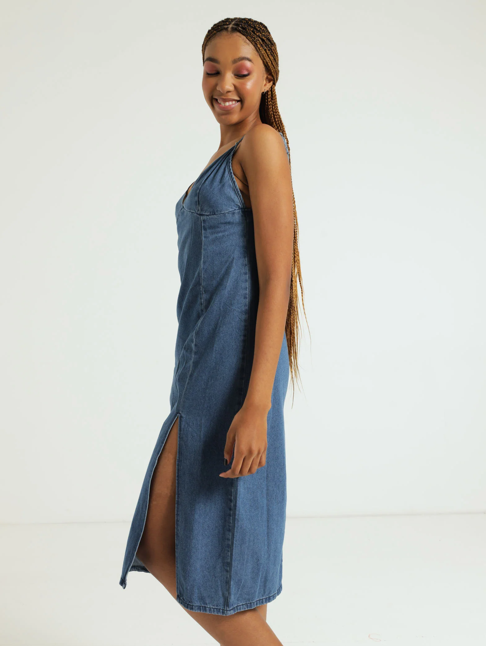 Strappy Denim Midi Dress - Ink - Image 2