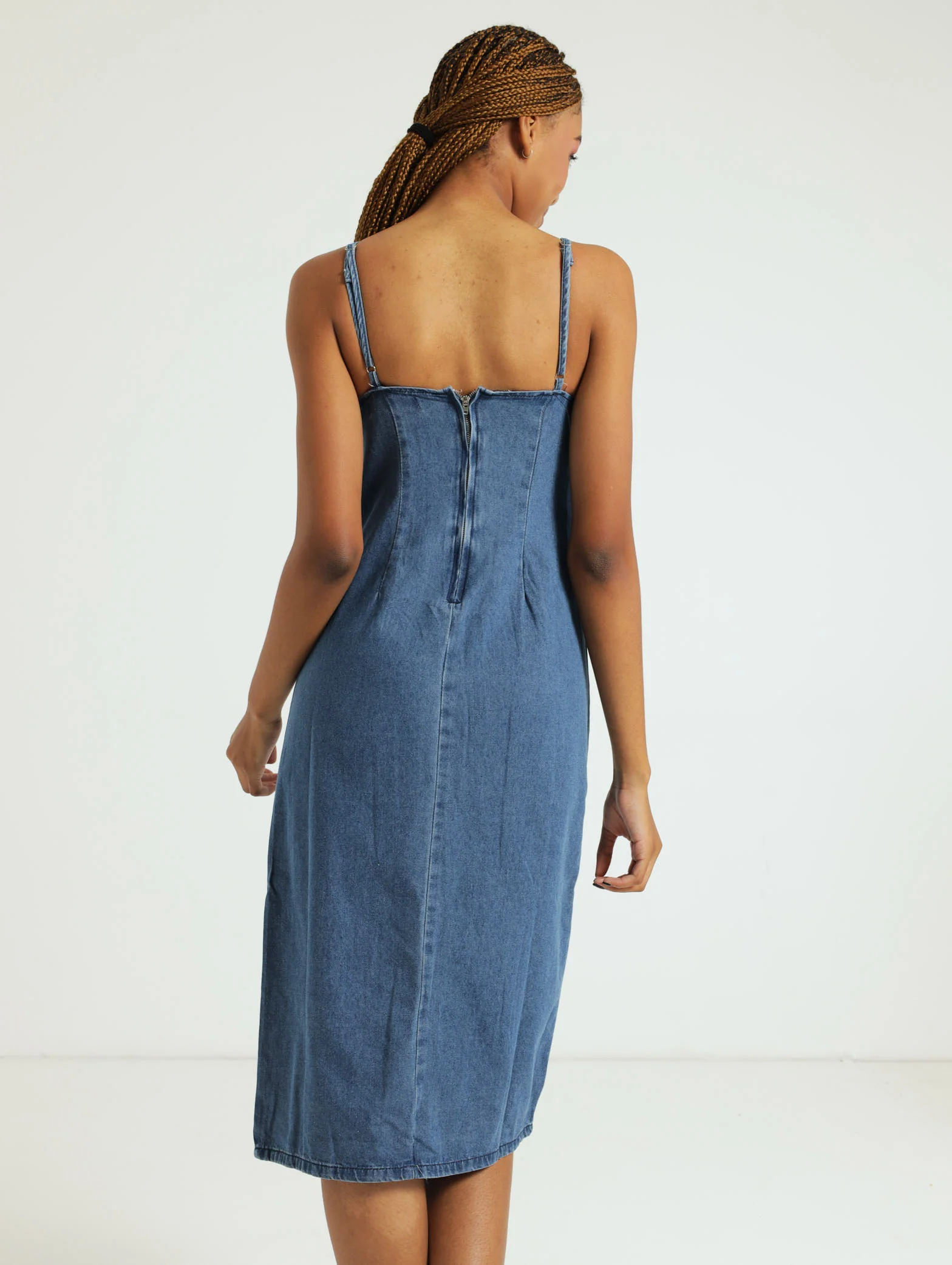 Strappy Denim Midi Dress - Ink - Image 3