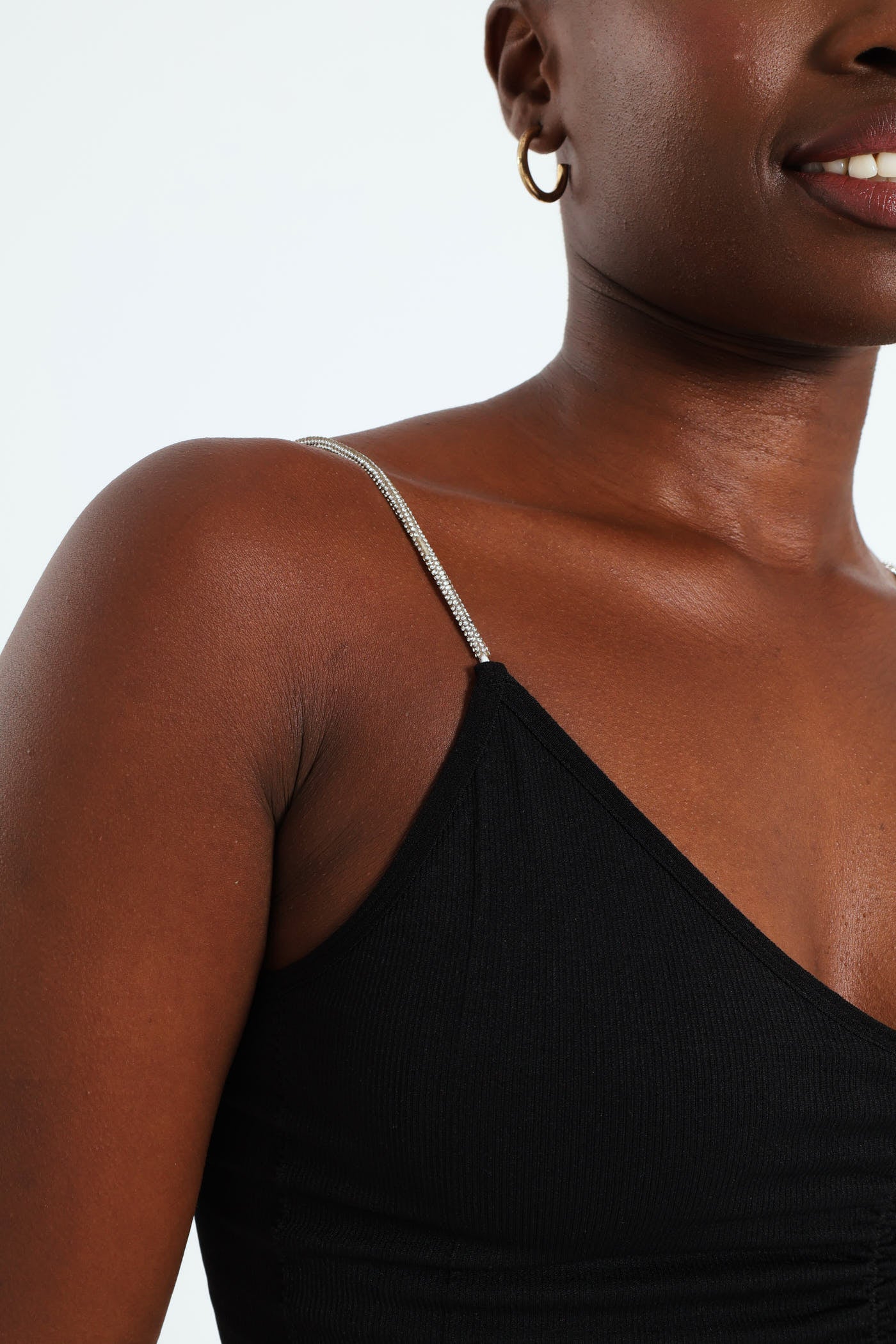 Strappy Diamante Top - Black - Image 2