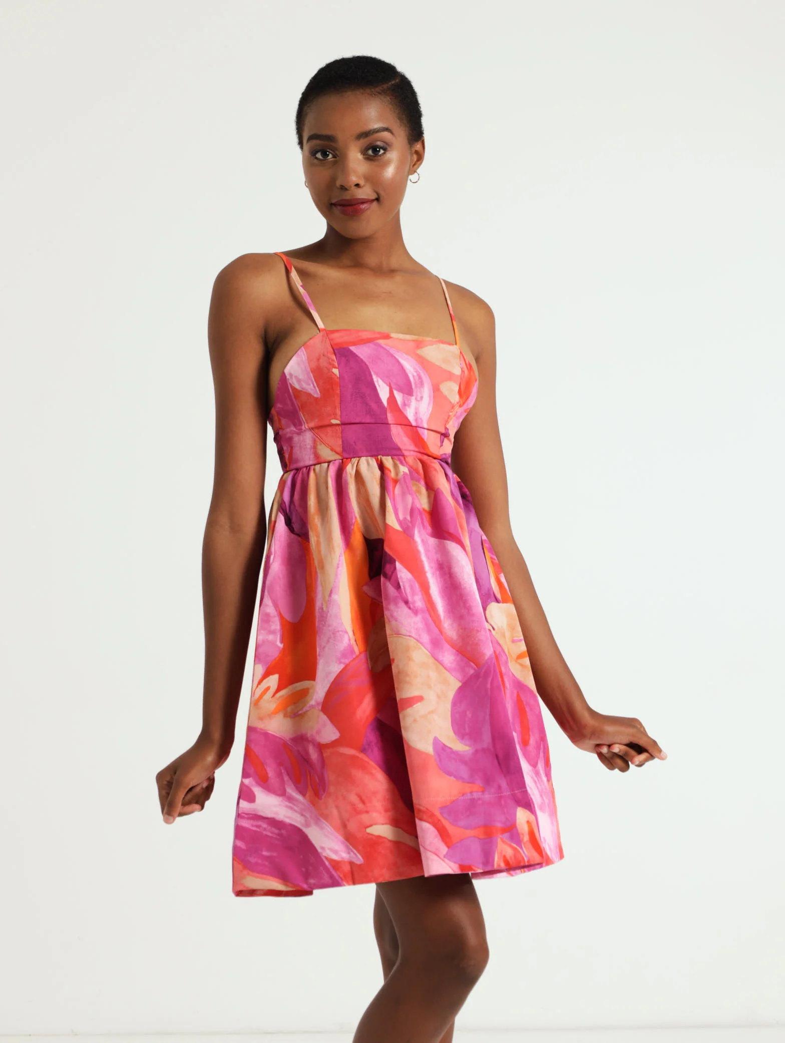 Strappy Floral Poplin Mini Dress