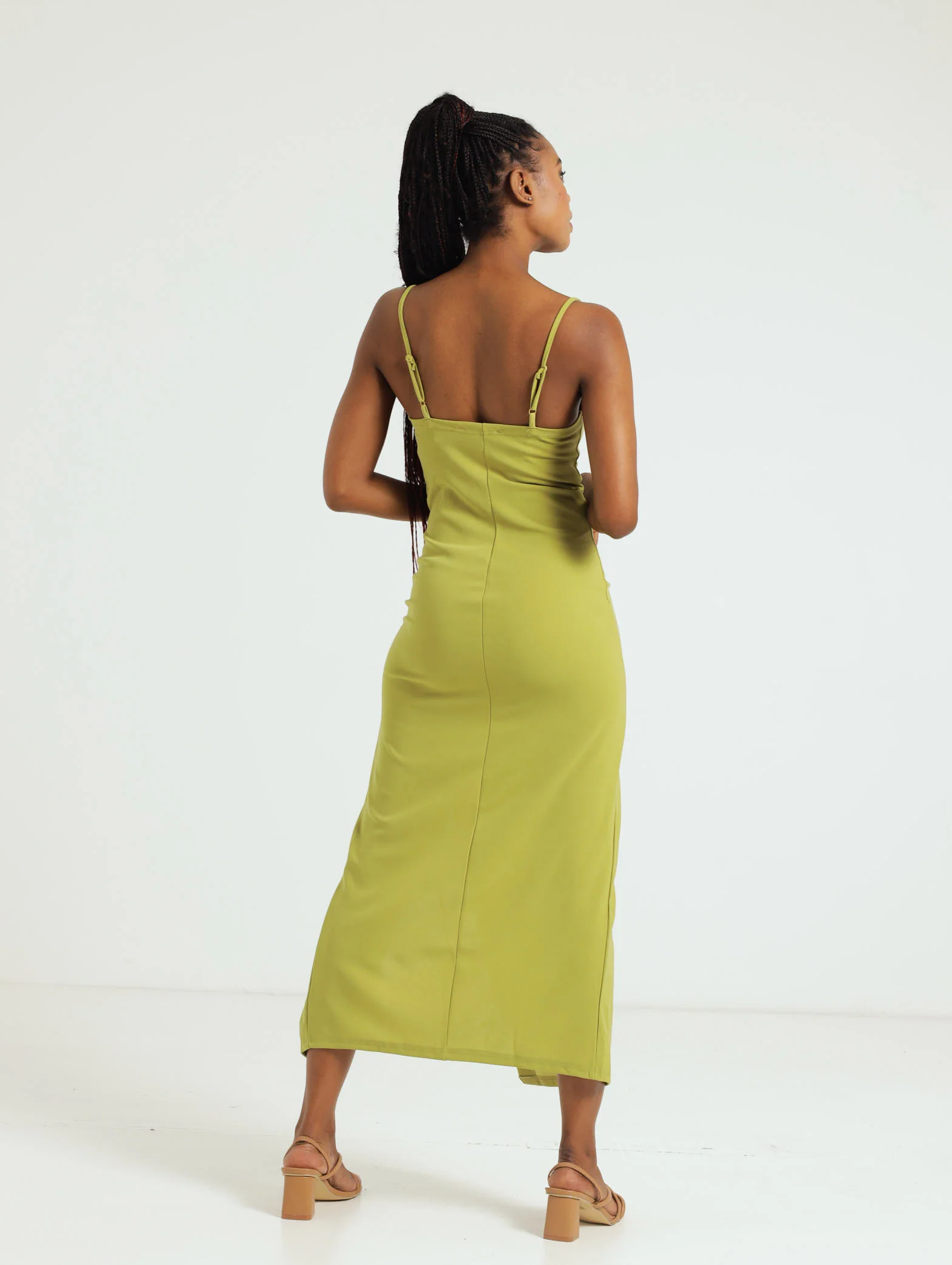 Strappy Gauged Midi Bodycon Dress - Image 3