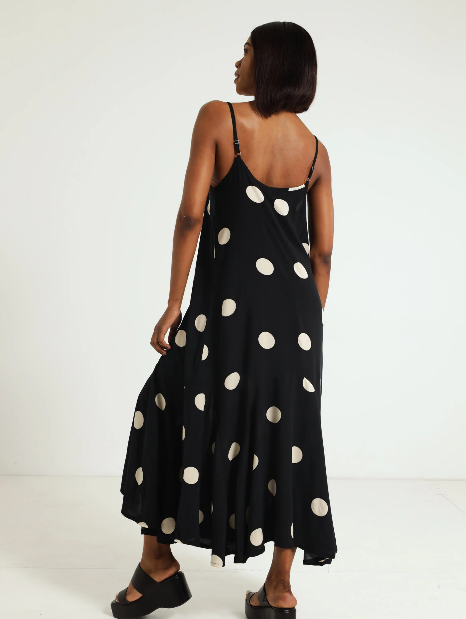 Strappy Large Polka Hanky Hem Dress - Image 3