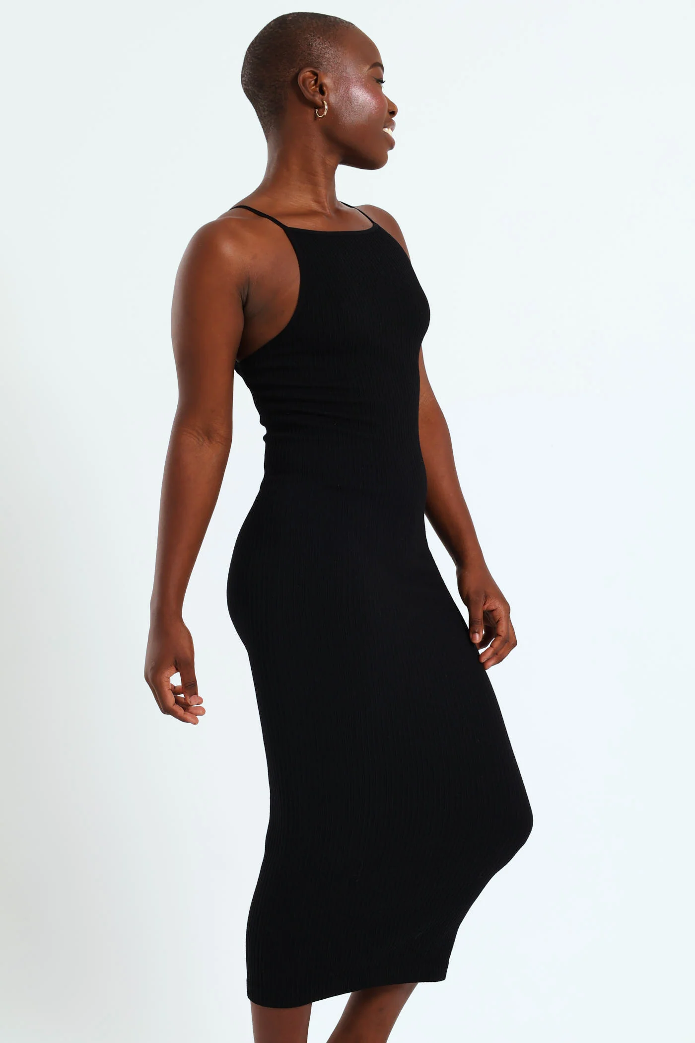 Strappy Low Back Seamless Midaxi Dress - Black - Image 4