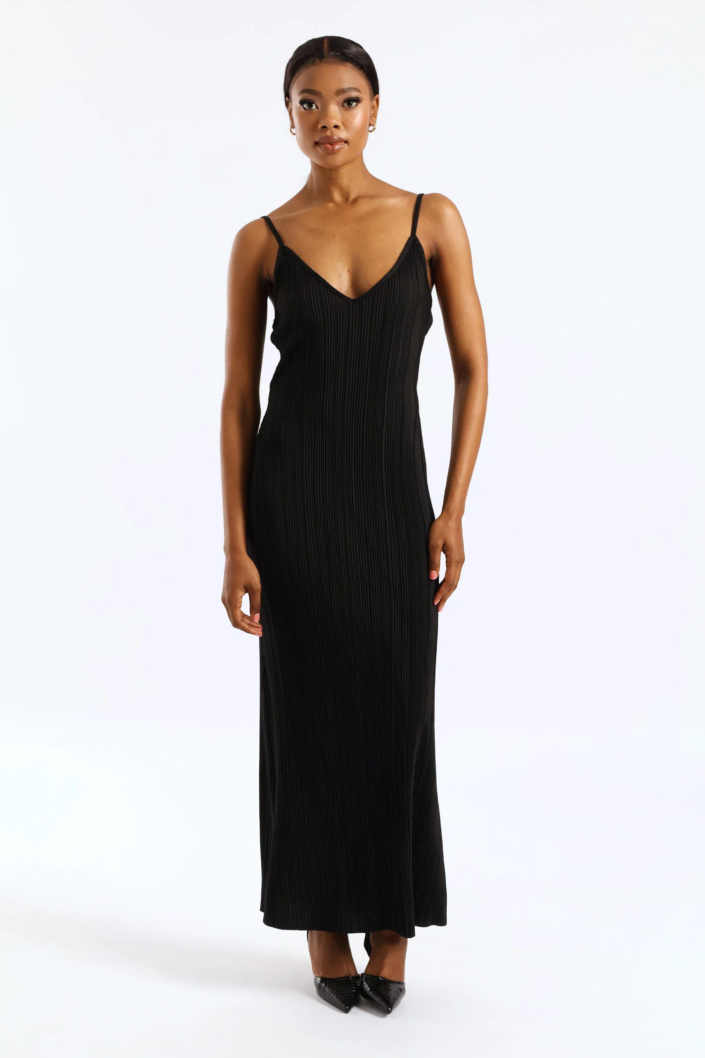 Strappy Maxi Flare Hem Bodre Dress - Black