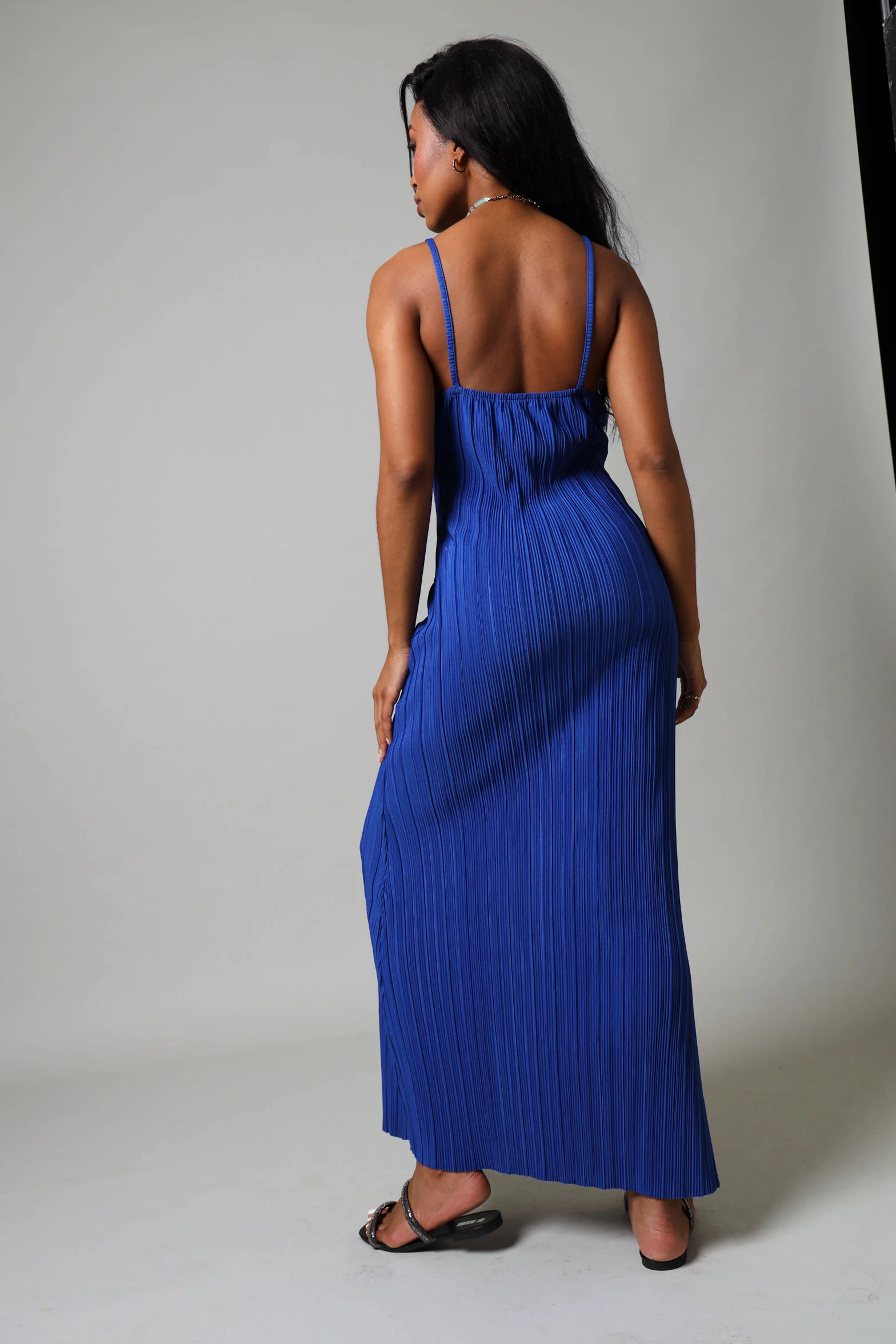Strappy Maxi Flare Hem Bodre Dress - Cobalt - Image 3