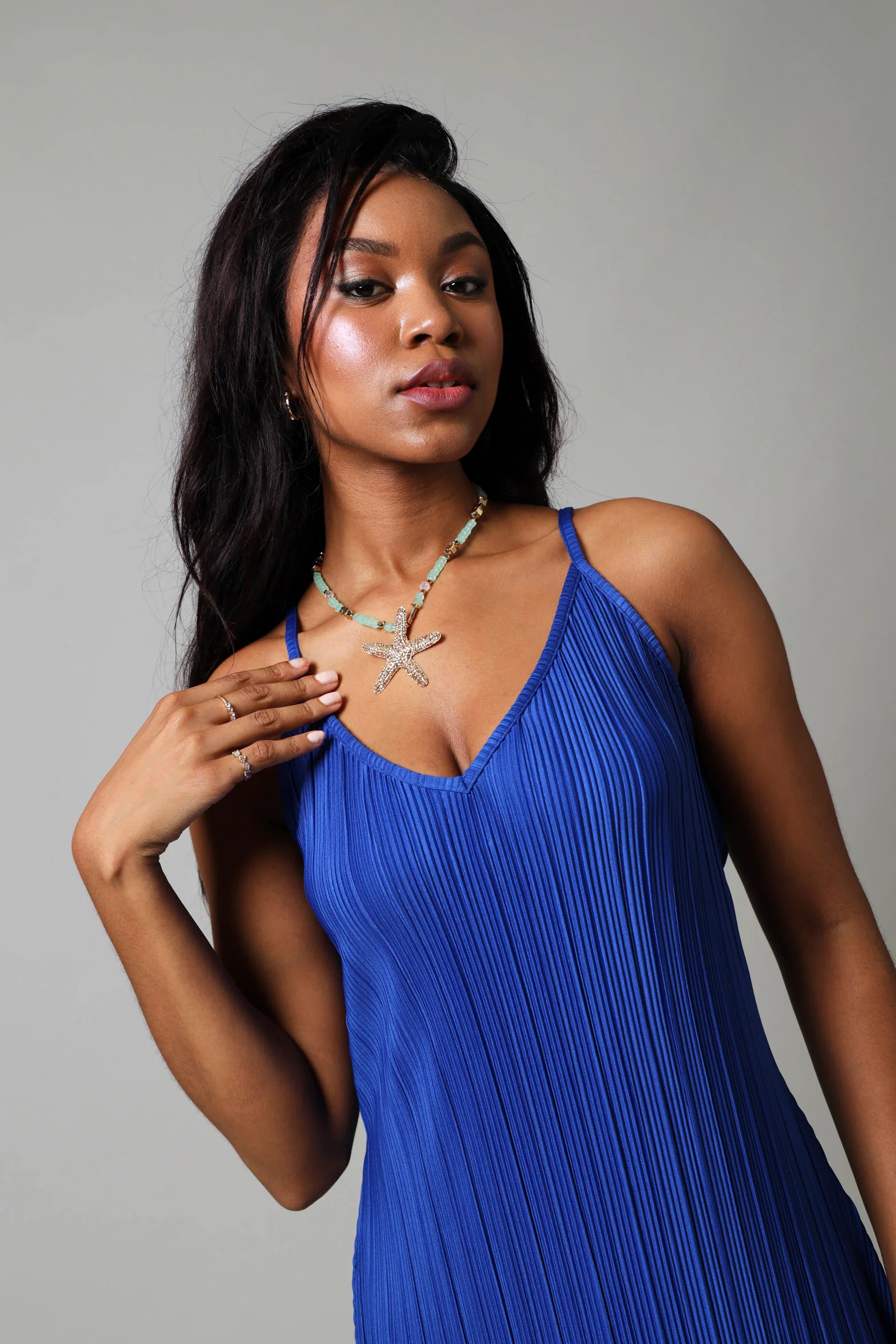 Strappy Maxi Flare Hem Bodre Dress - Cobalt - Image 4