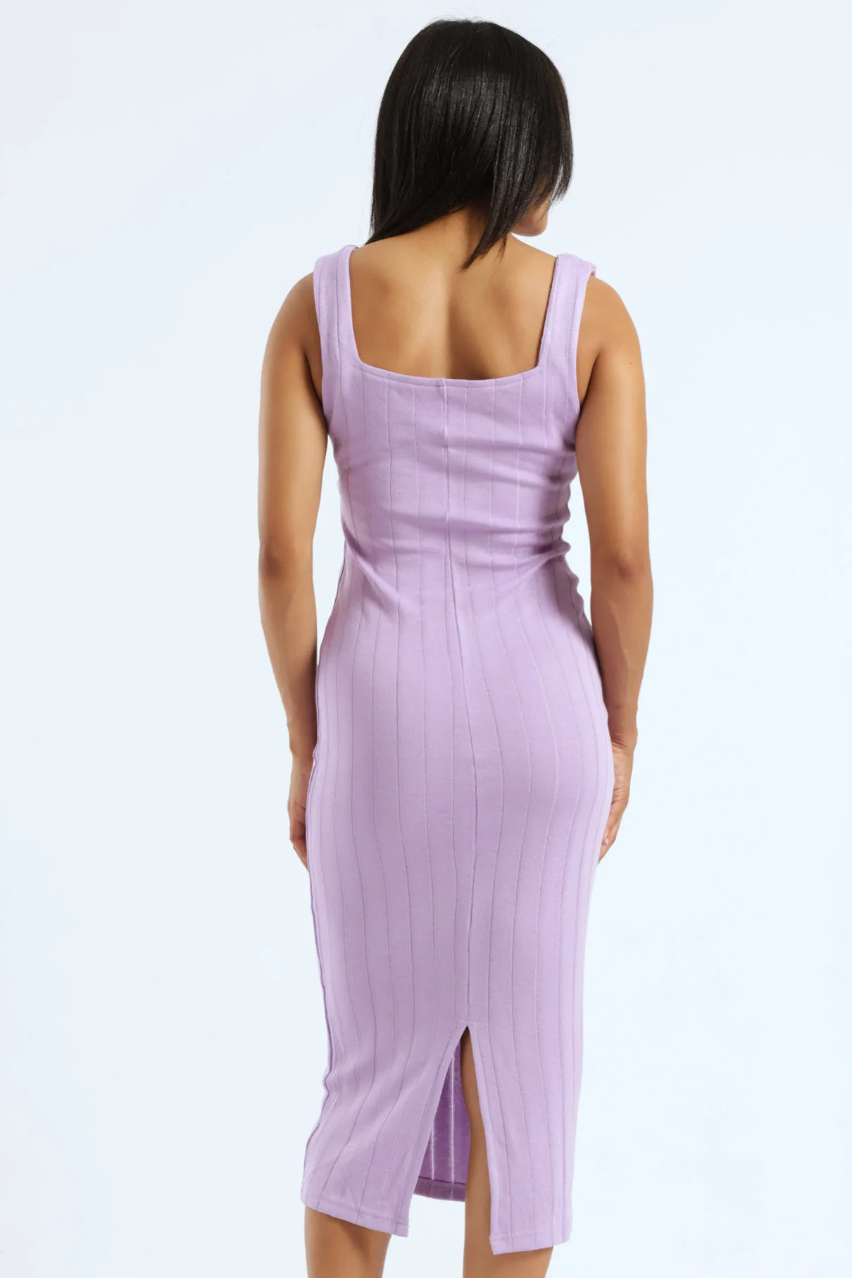Strappy Metallic Knit Dress - Lilac - Image 2