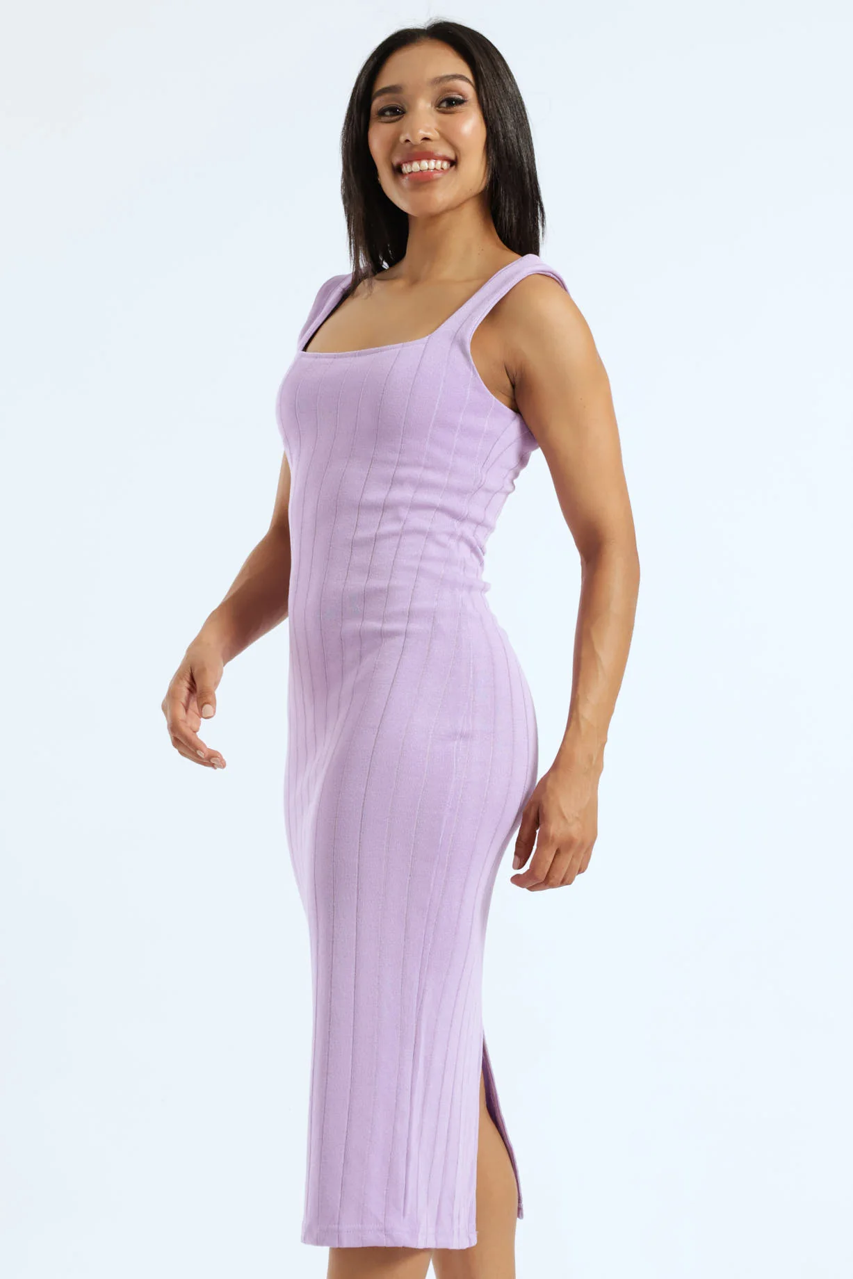 Strappy Metallic Knit Dress - Lilac - Image 3