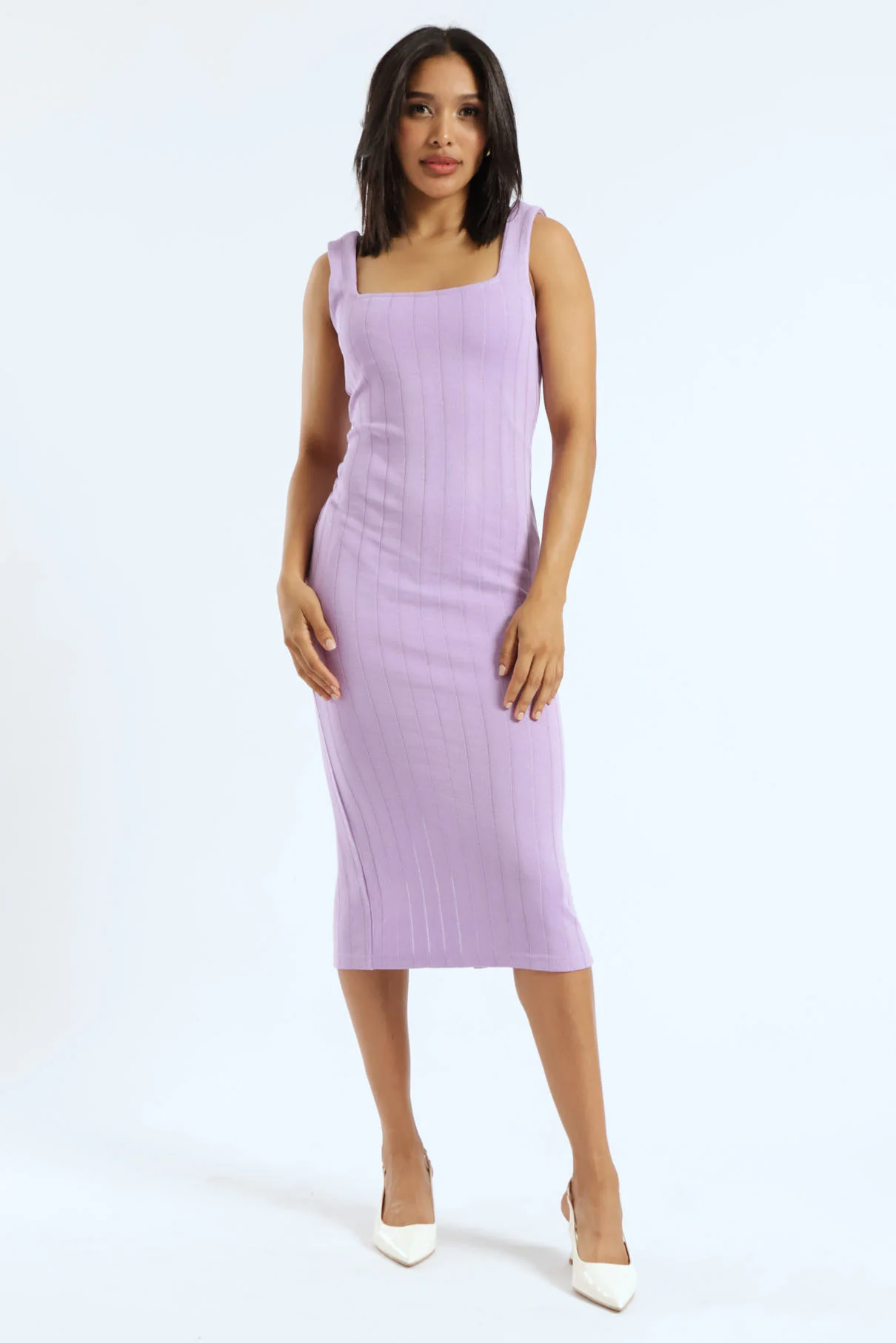 Strappy Metallic Knit Dress - Lilac - Image 5