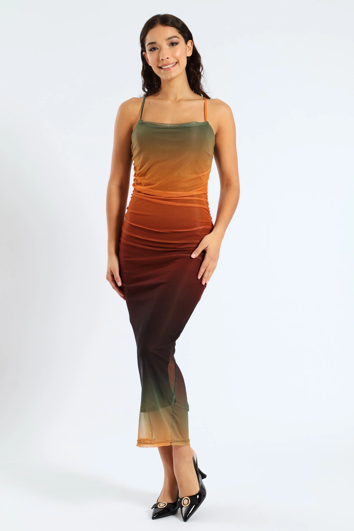 Strappy Ombre Mesh Dress - Multi
