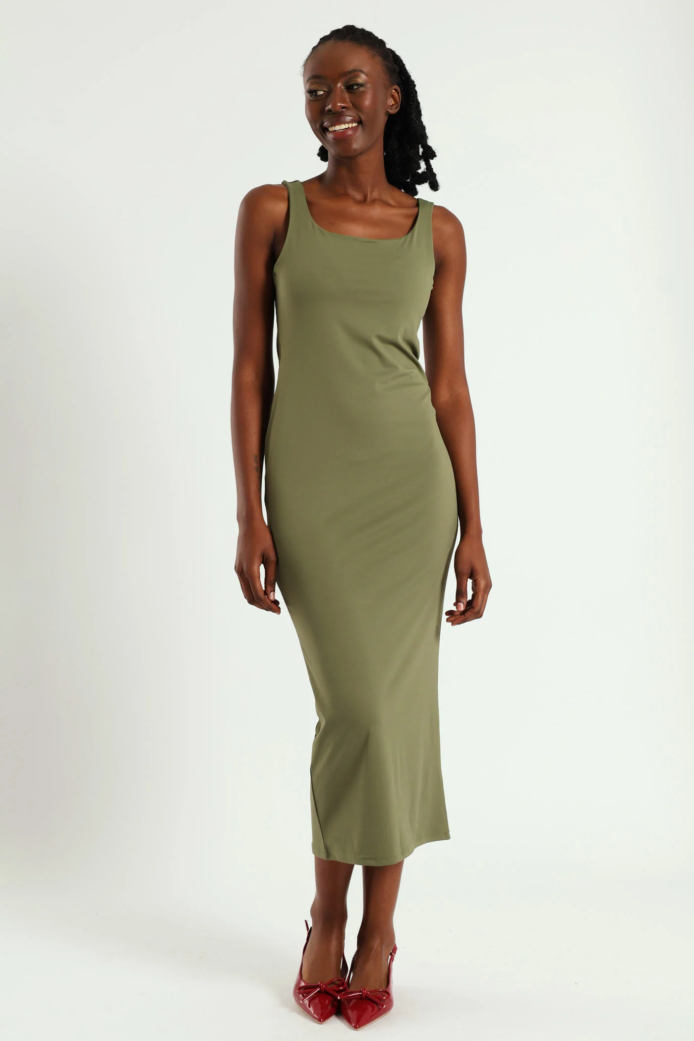 Strappy Polyamide Midi Dress - Fatigue